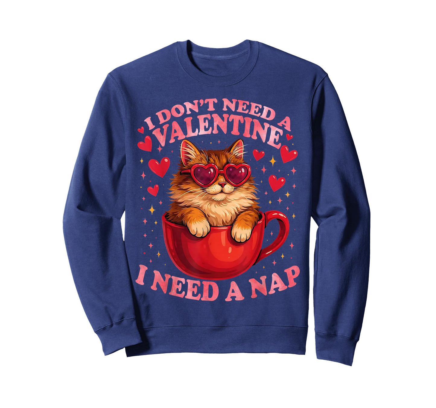 Valentine Cat Nap Funny Cozy Sleep Design T-Shirt