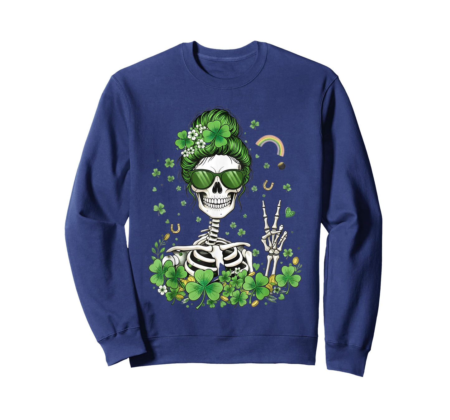 Sugar Skull St Patricks Day Skeleton Shamrock Irish Women T-Shirt