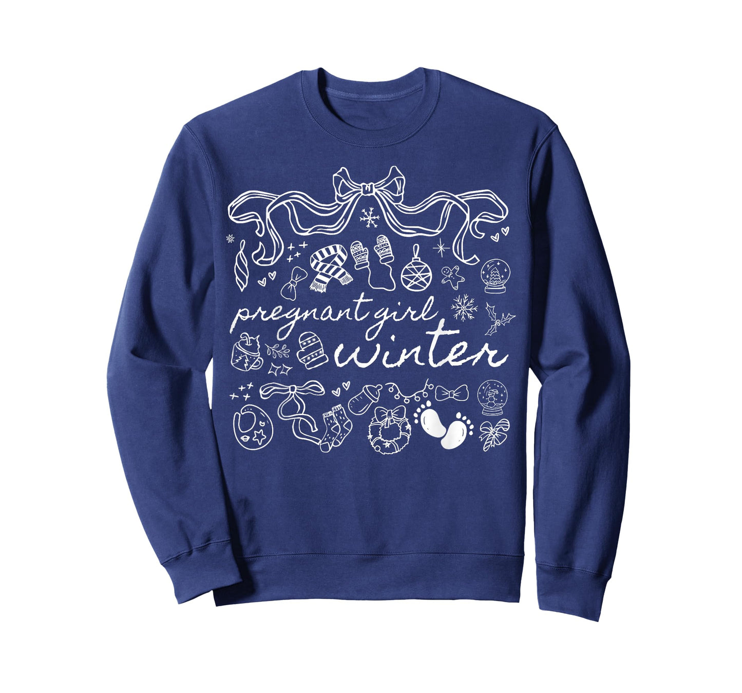 Coquette Pregnant Girl Winter Pregnancy Announcement Xmas T-Shirt