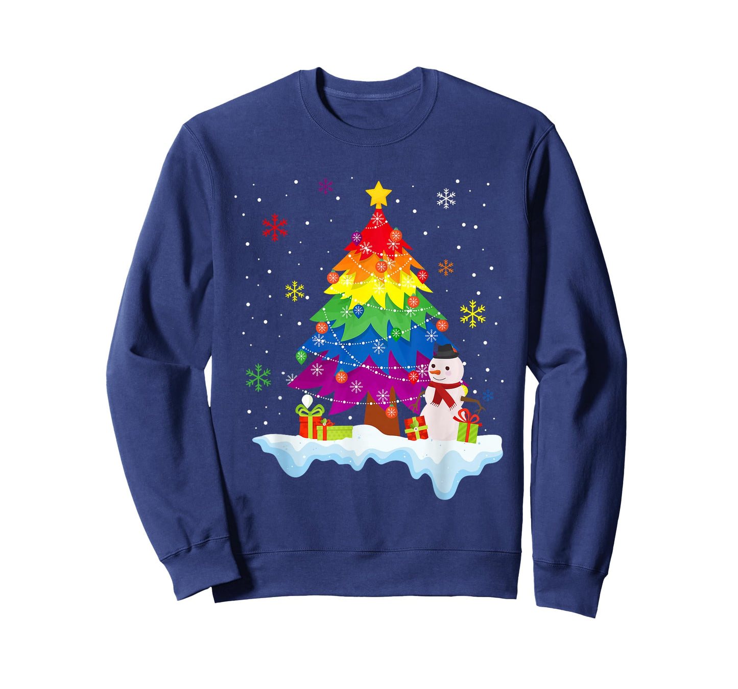 LGBT Flag Christmas Tree Ornaments Rainbow Snowman Holiday T-Shirt