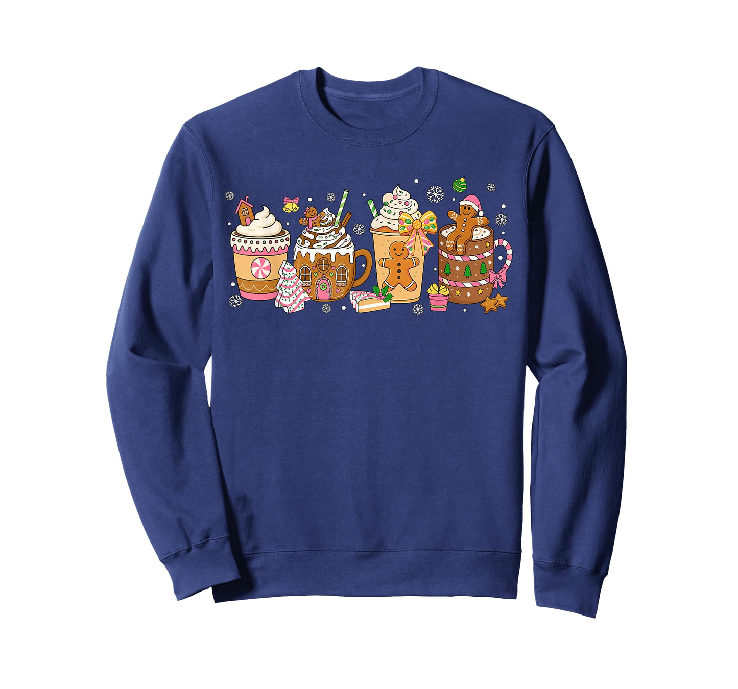Gingerbread Cookie Christmas Coffee Cups Latte Drink Women T-Shirt