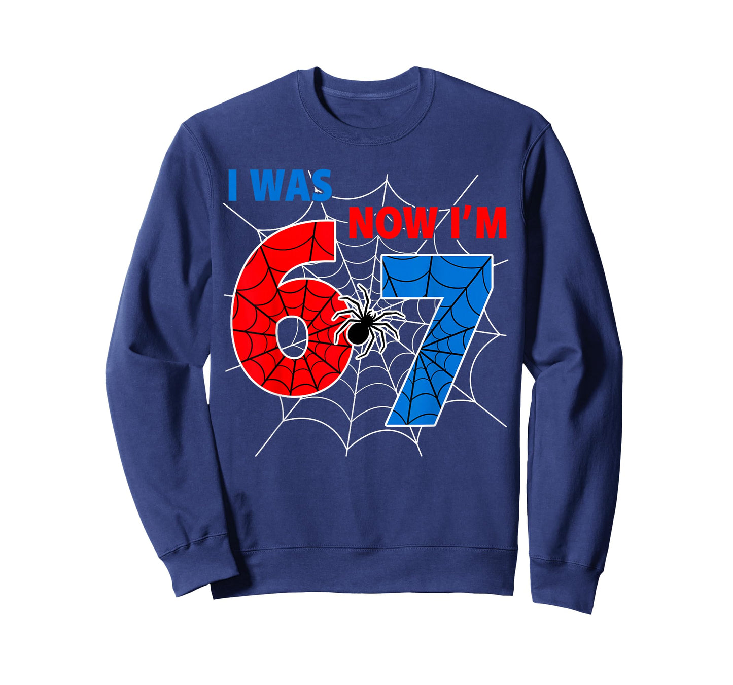 7 Year Old Birthday i was 6 Now I'm 7 Spider Web Theme Party T-Shirt
