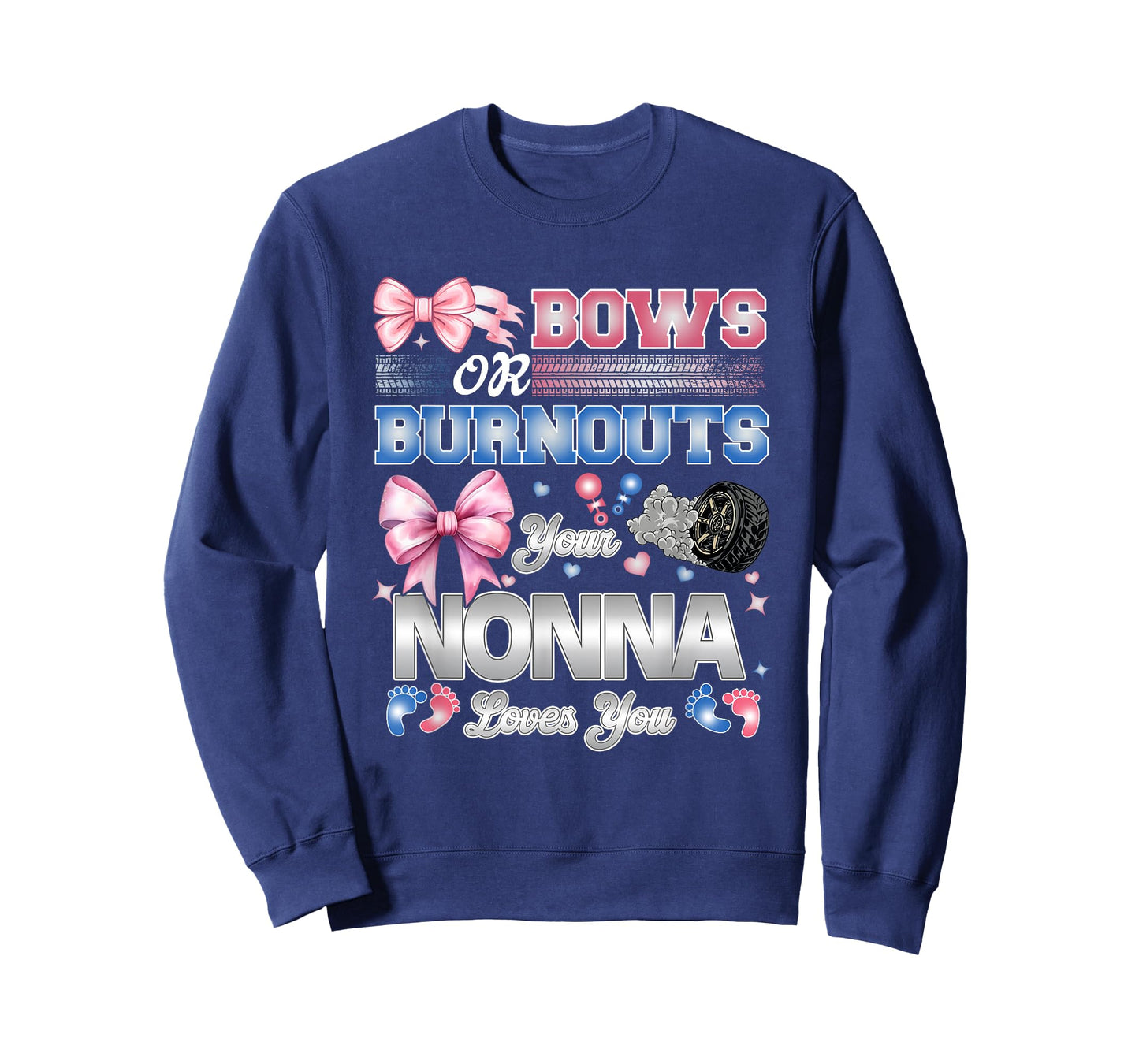 Burnouts or Bows Nonna Loves You Gender Reveal Party T-Shirt