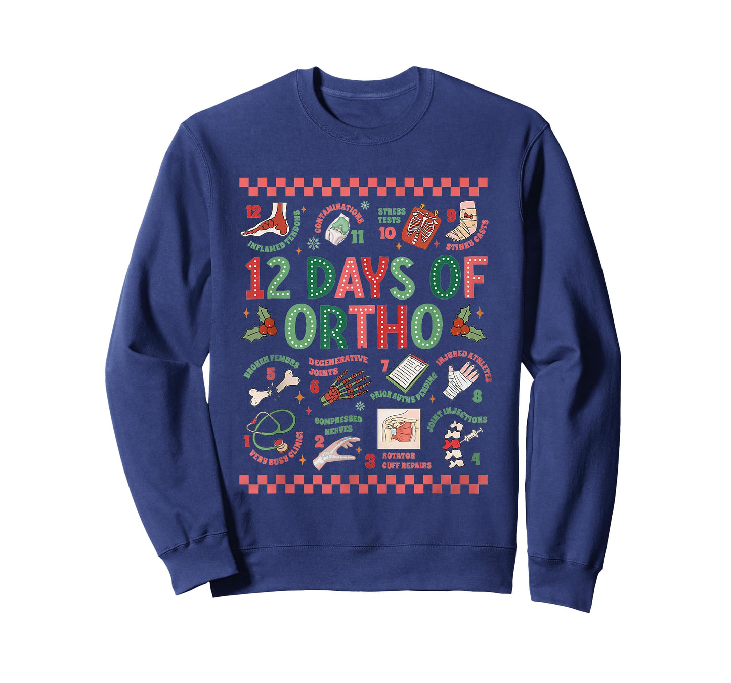 Women 12 Days of Ortho Christmas Orthopedic Winter Holiday T-Shirt
