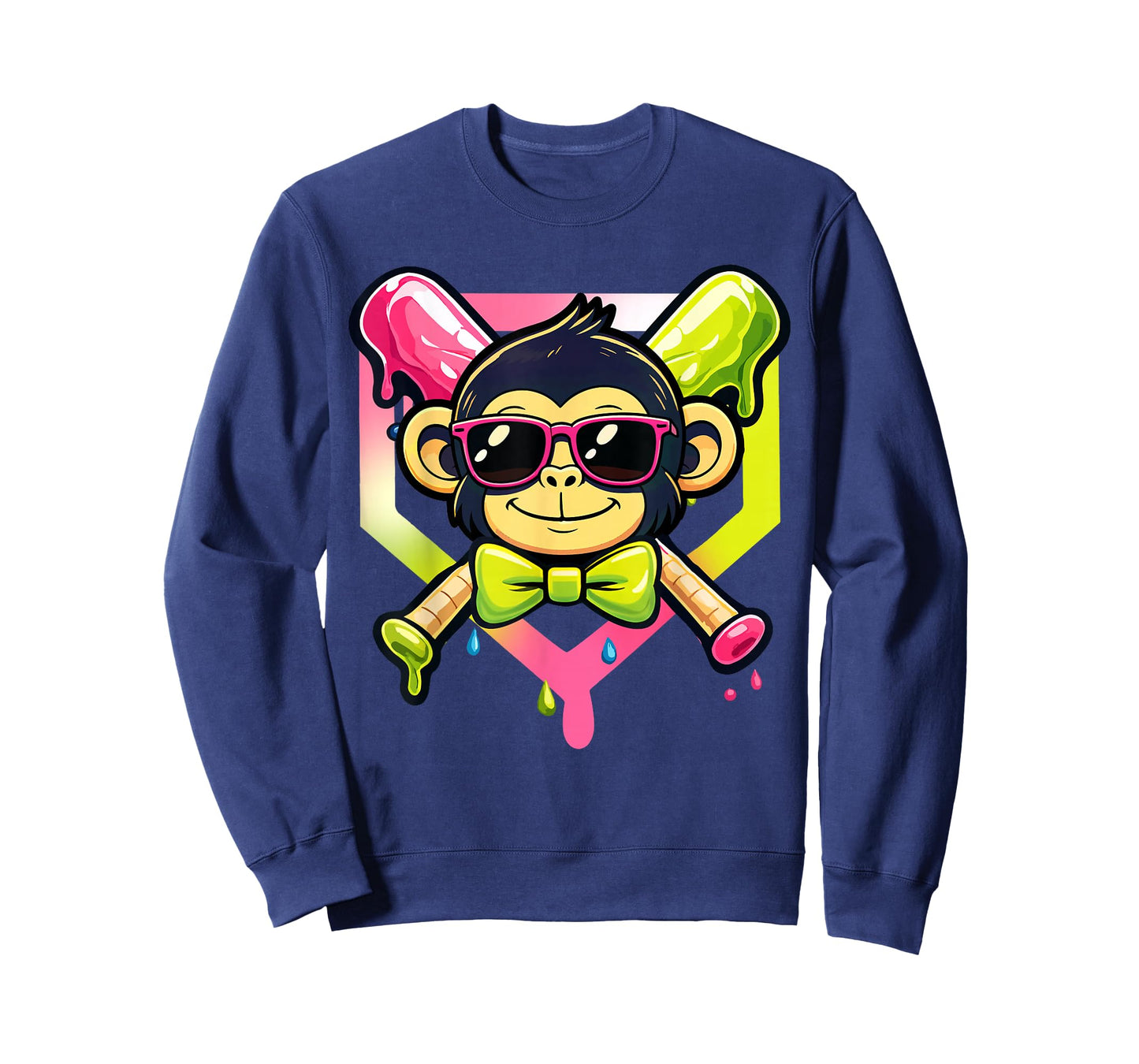 Cute Party Animals Baseball Funny Monkey Sunglasses T-Shirt