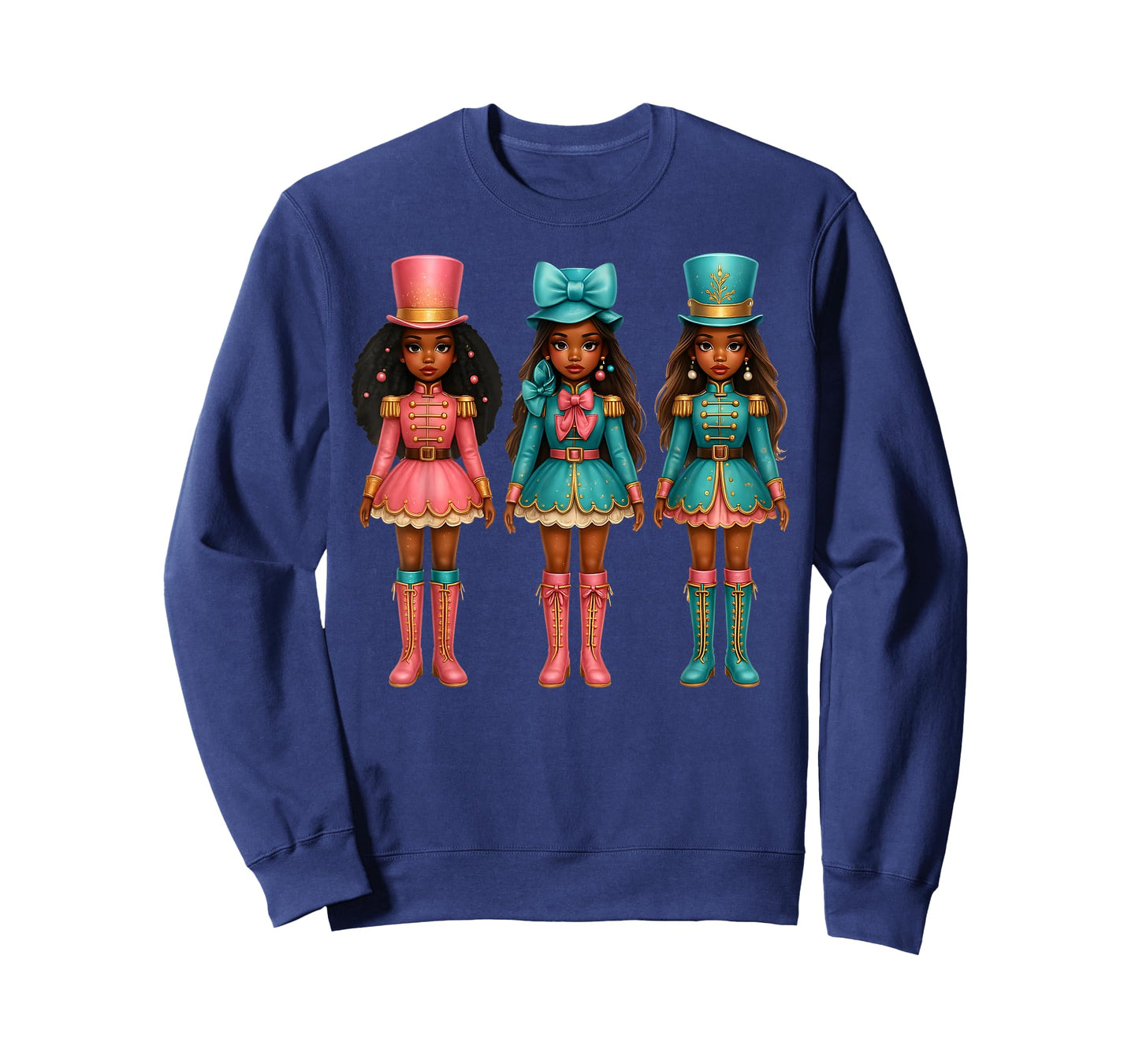 Black Girl Nutcracker Western Christmas Pink Nutcracker Bow T-Shirt