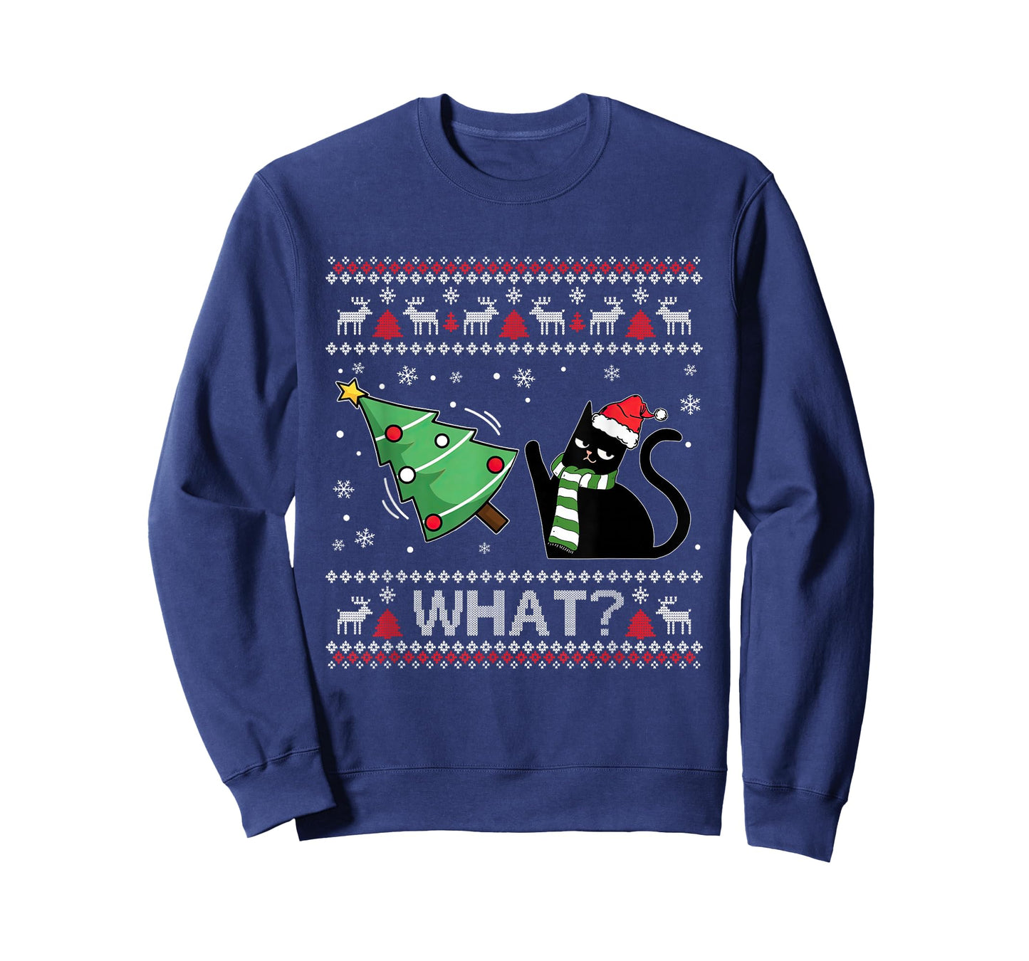 What Cat Pushing Christmas Tree Catmas Ugly Xmas Sweater T-Shirt