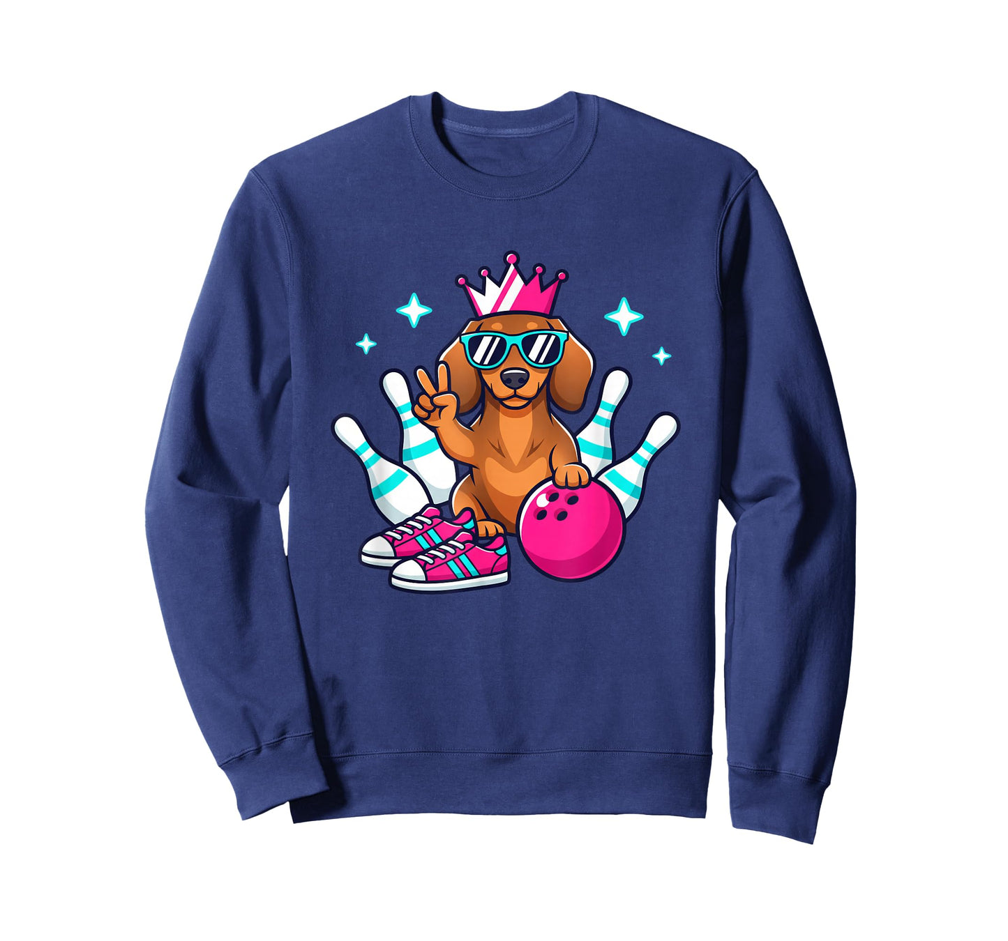 Dog Bowling Dachshund King, Funny Bowling Dog Design T-Shirt