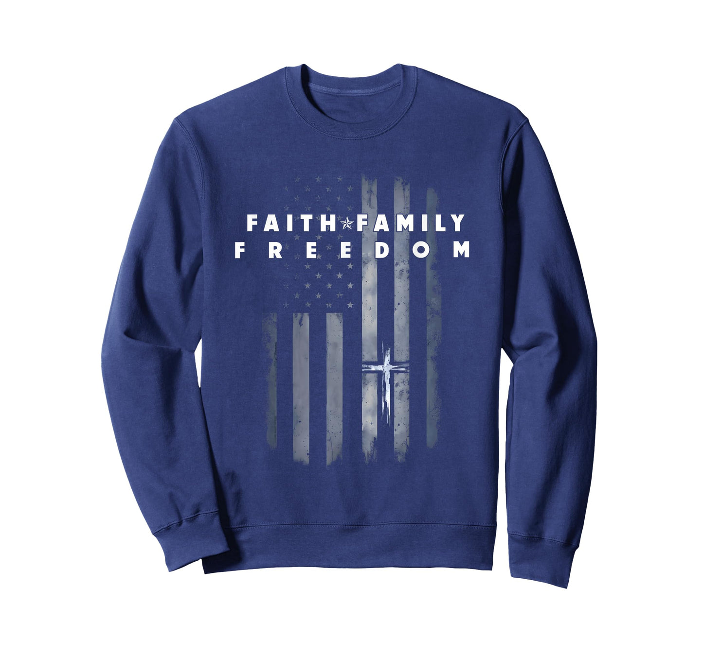 Vintage USA Flag Faith Family Freedom Patriotic Christian T-Shirt