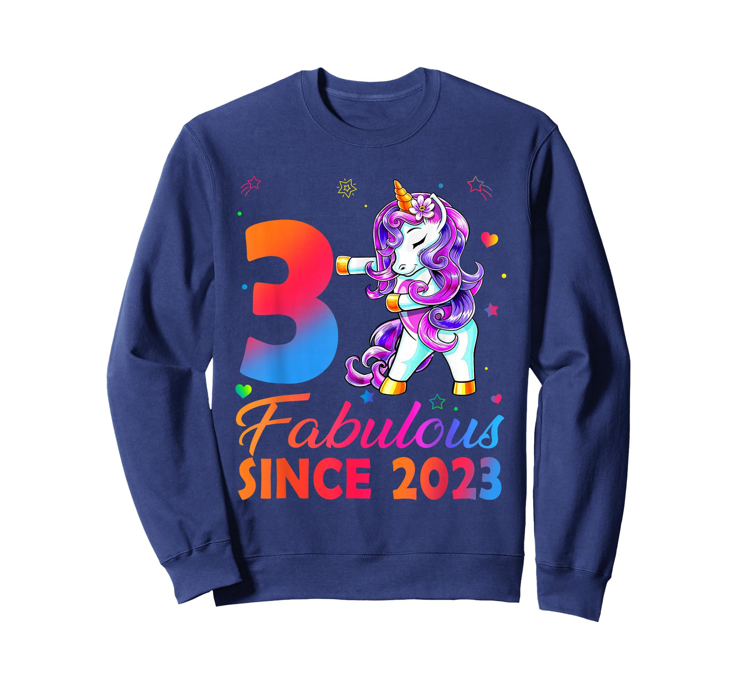 Fabulous Since 2023 3rd Birthday Girl 3 Years Old Unicorn T-Shirt