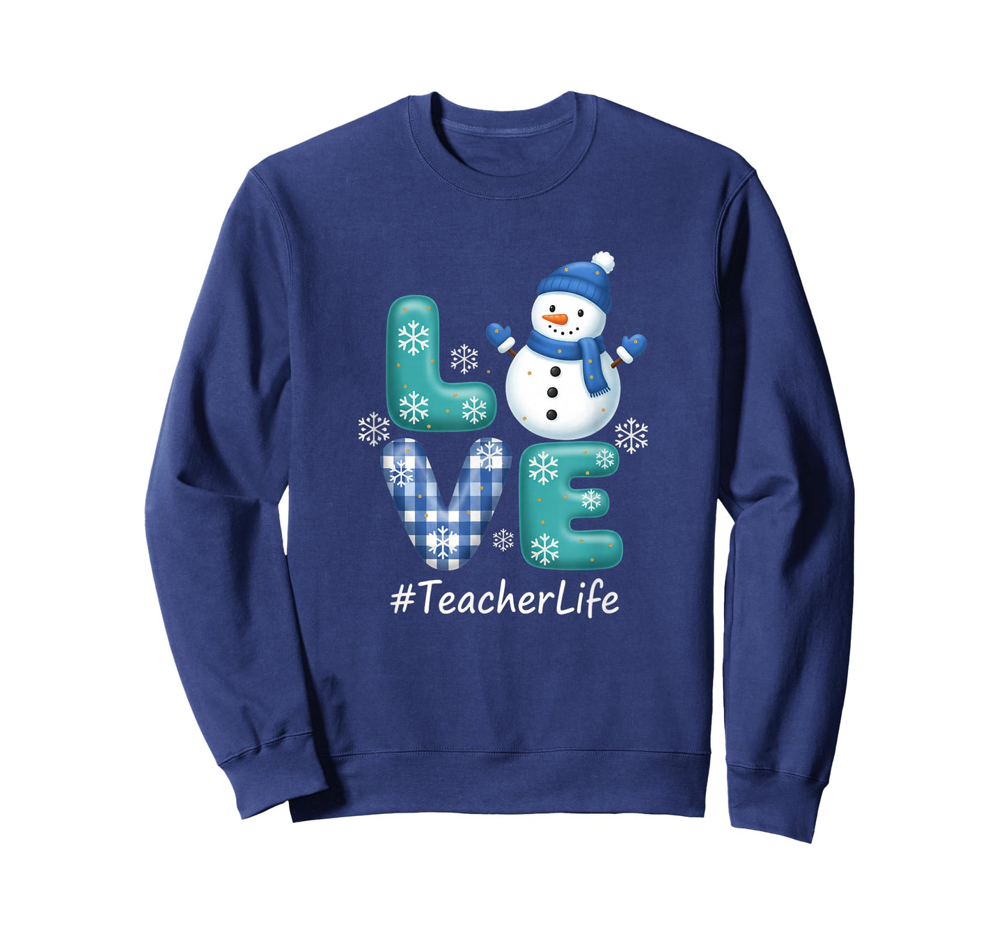 Teacher Winter Love Snowman TeacherLife Classroom Holiday T-Shirt