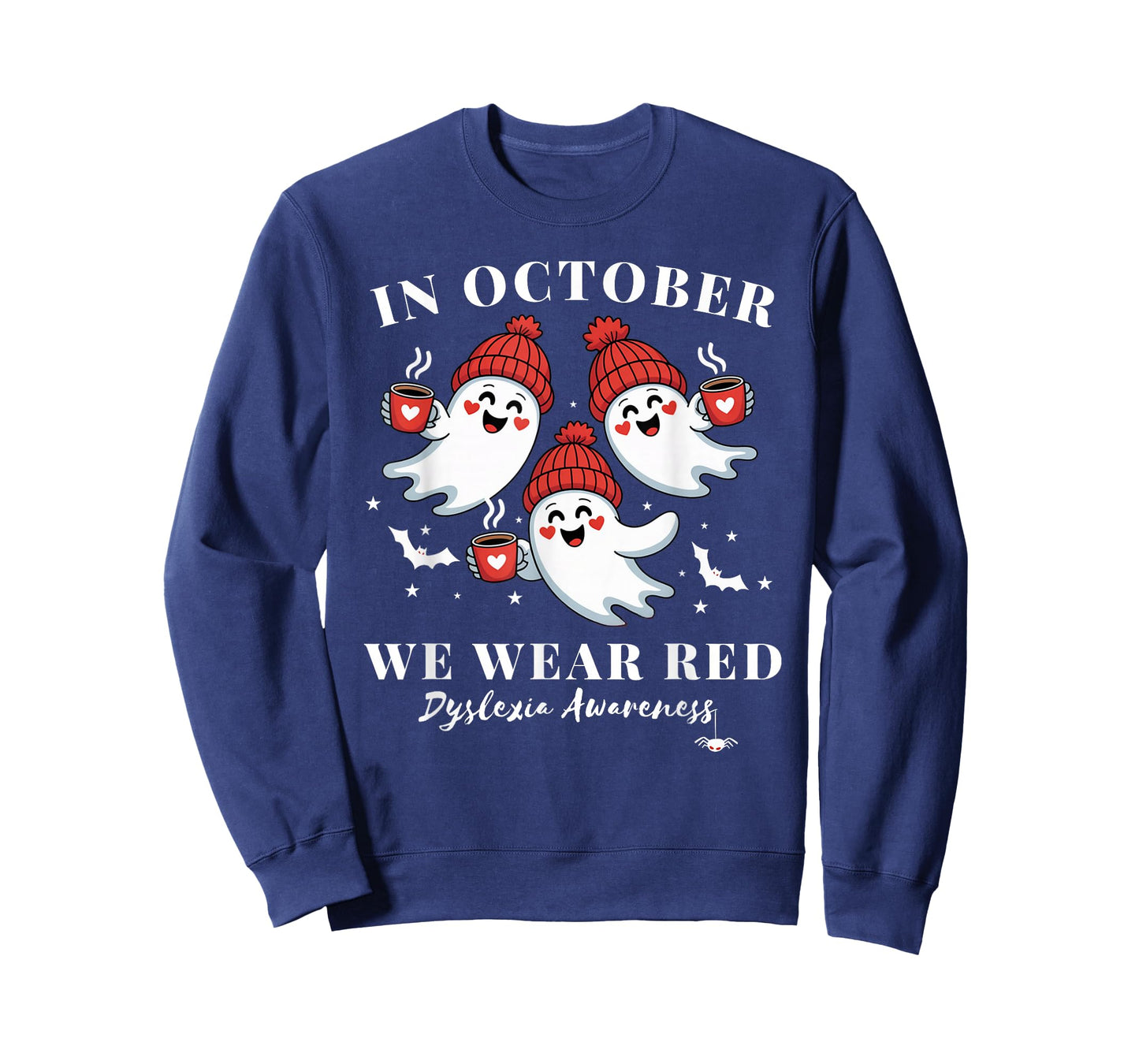 in October we wear red Dyslexia Awareness Halloween Ghost T-Shirt