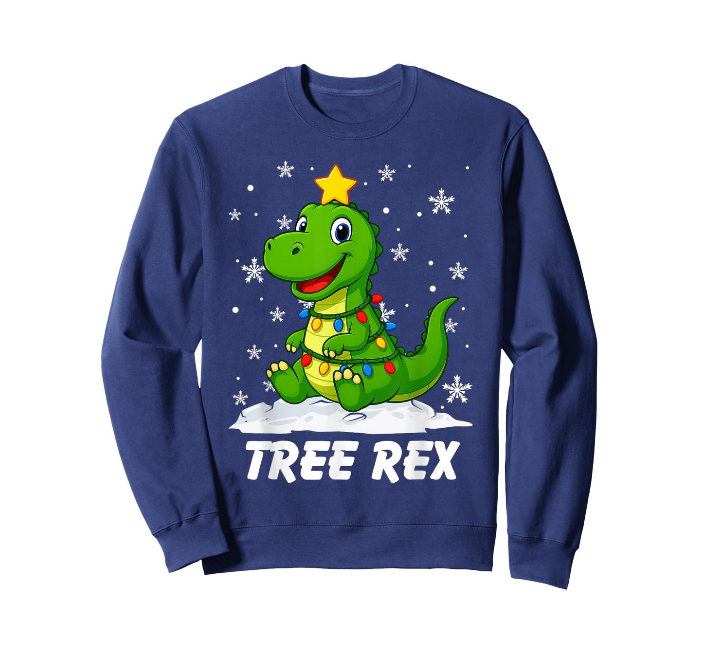 Tree Rex Dinosaur T Rex Christmas Tree Lights Xmas Boys Kids T-Shirt