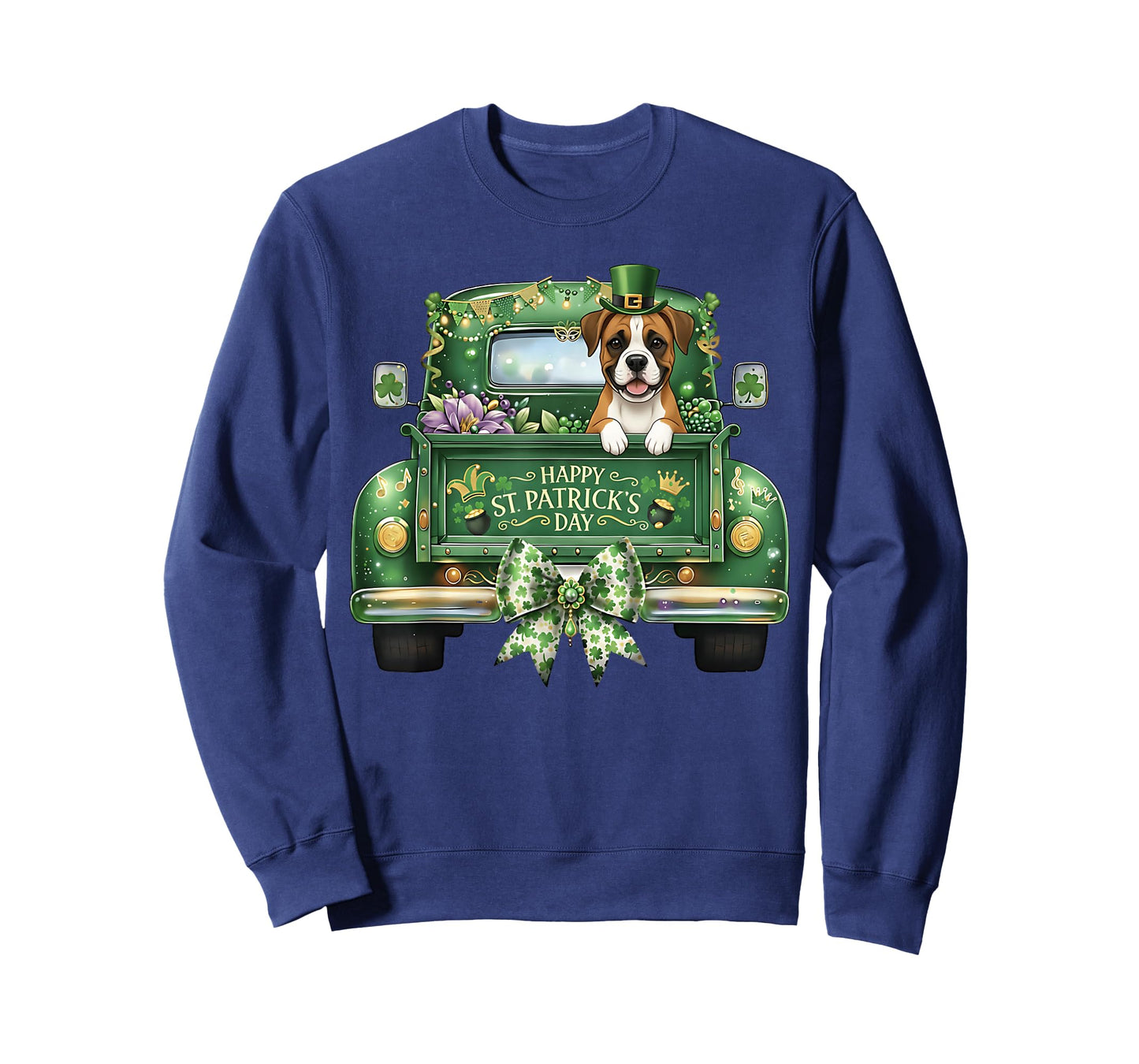 Funny Boxer Dog Coquette Bow Truck St Patricks Day T-Shirt