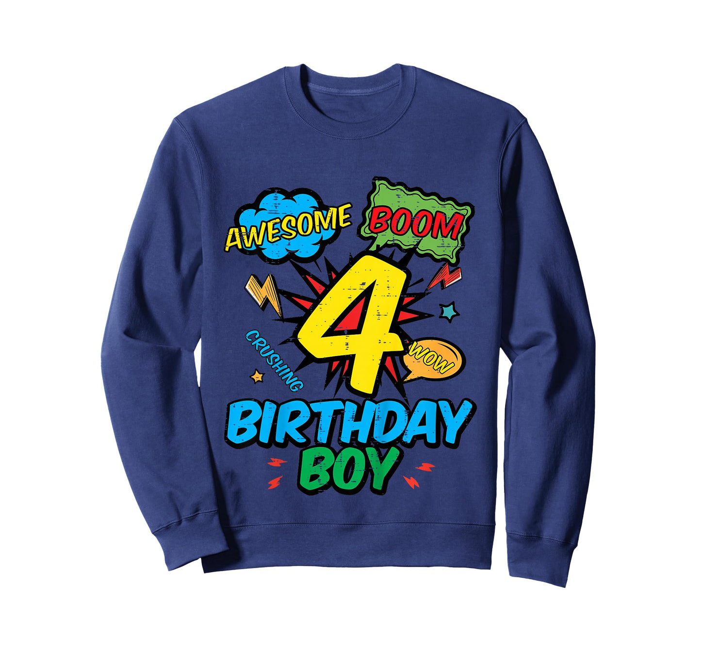 Kids 4 Birthday Boy Comic Cool 4th Bday Superhero Party Boys Kids T-Shirt