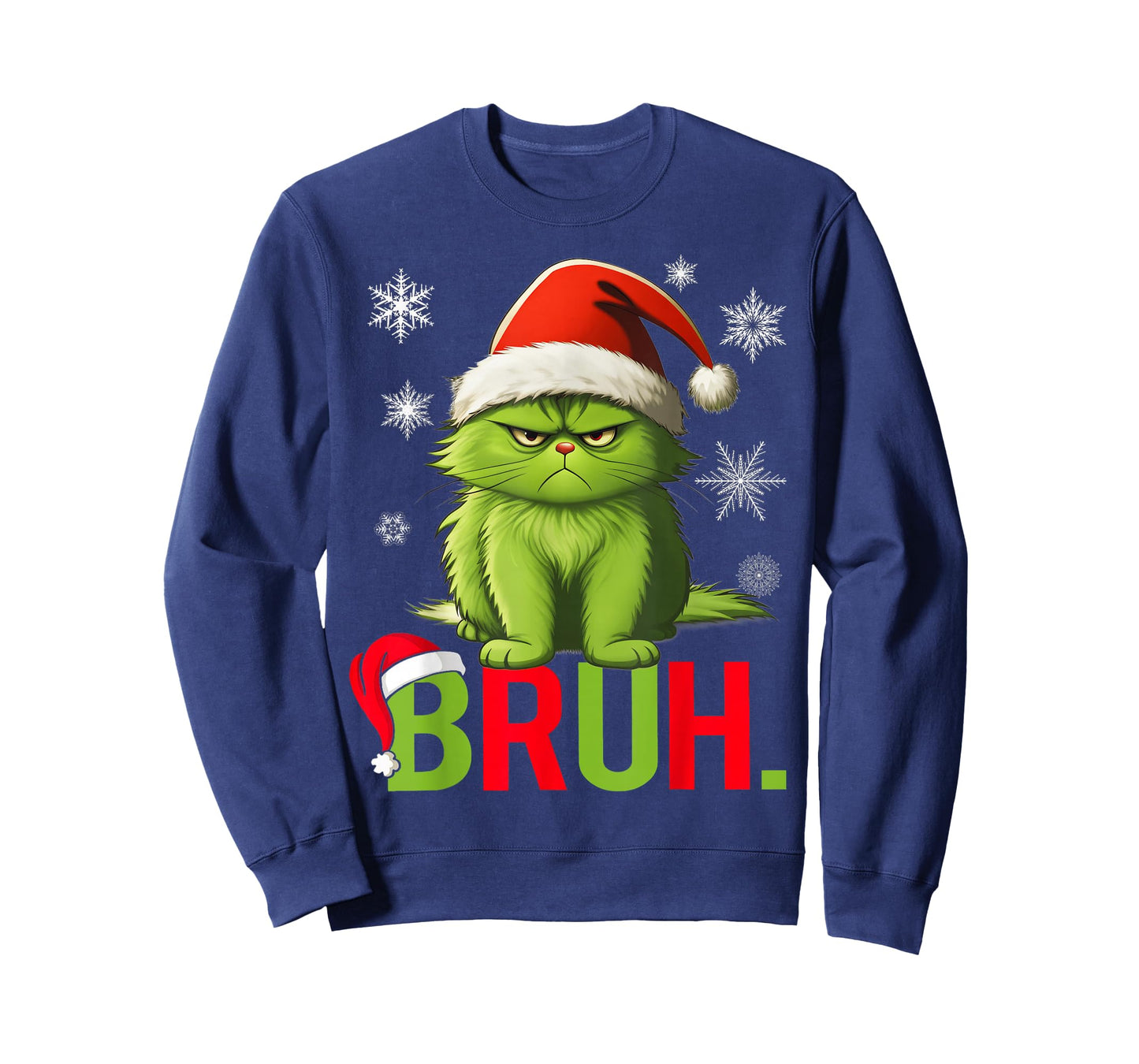 Christmas Green Cat Bruh Funny Xmas Meme Women Girls Kids T-Shirt