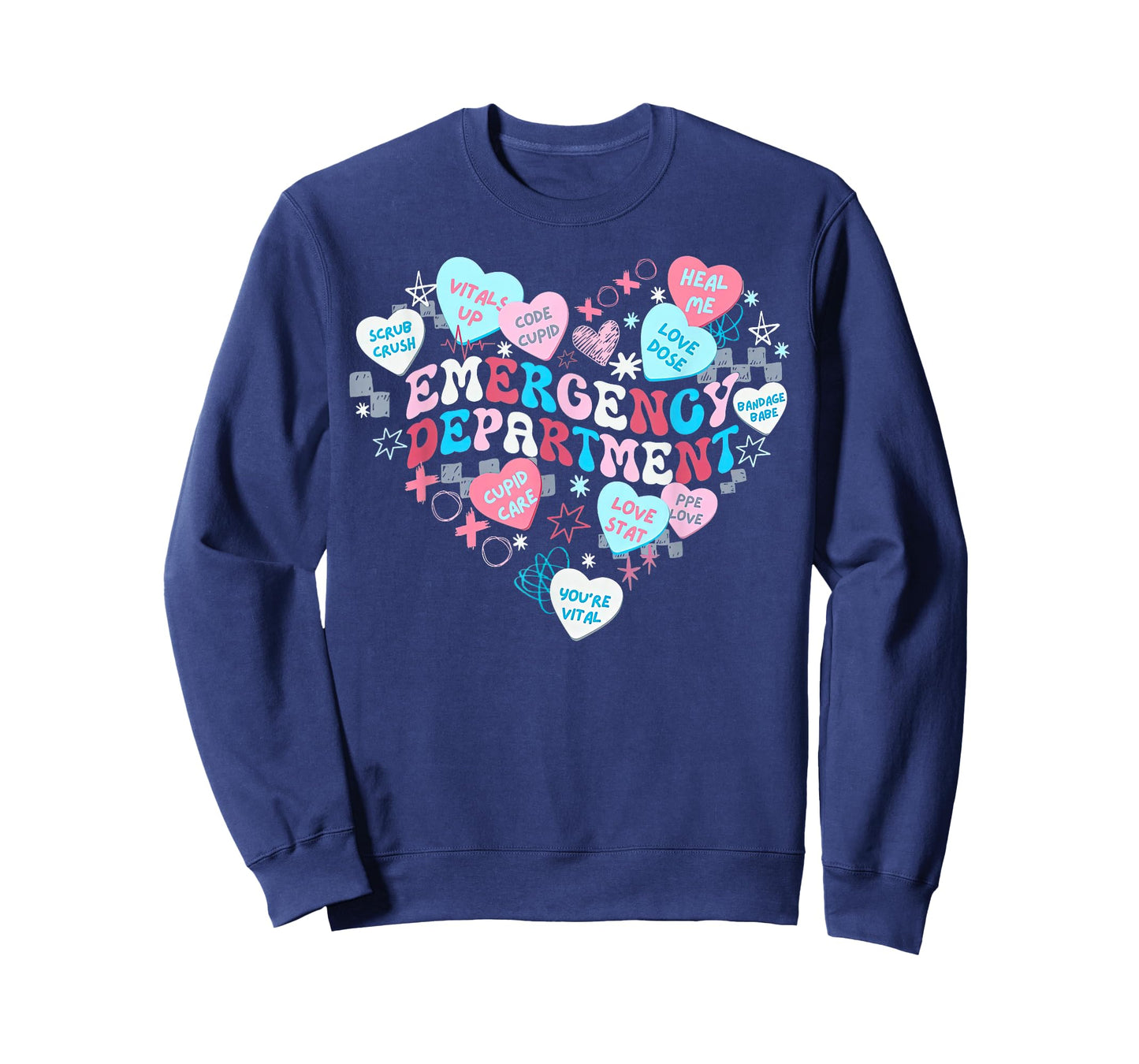 Retro Emergency Department Heart Valentines Nurse ER Crew T-Shirt