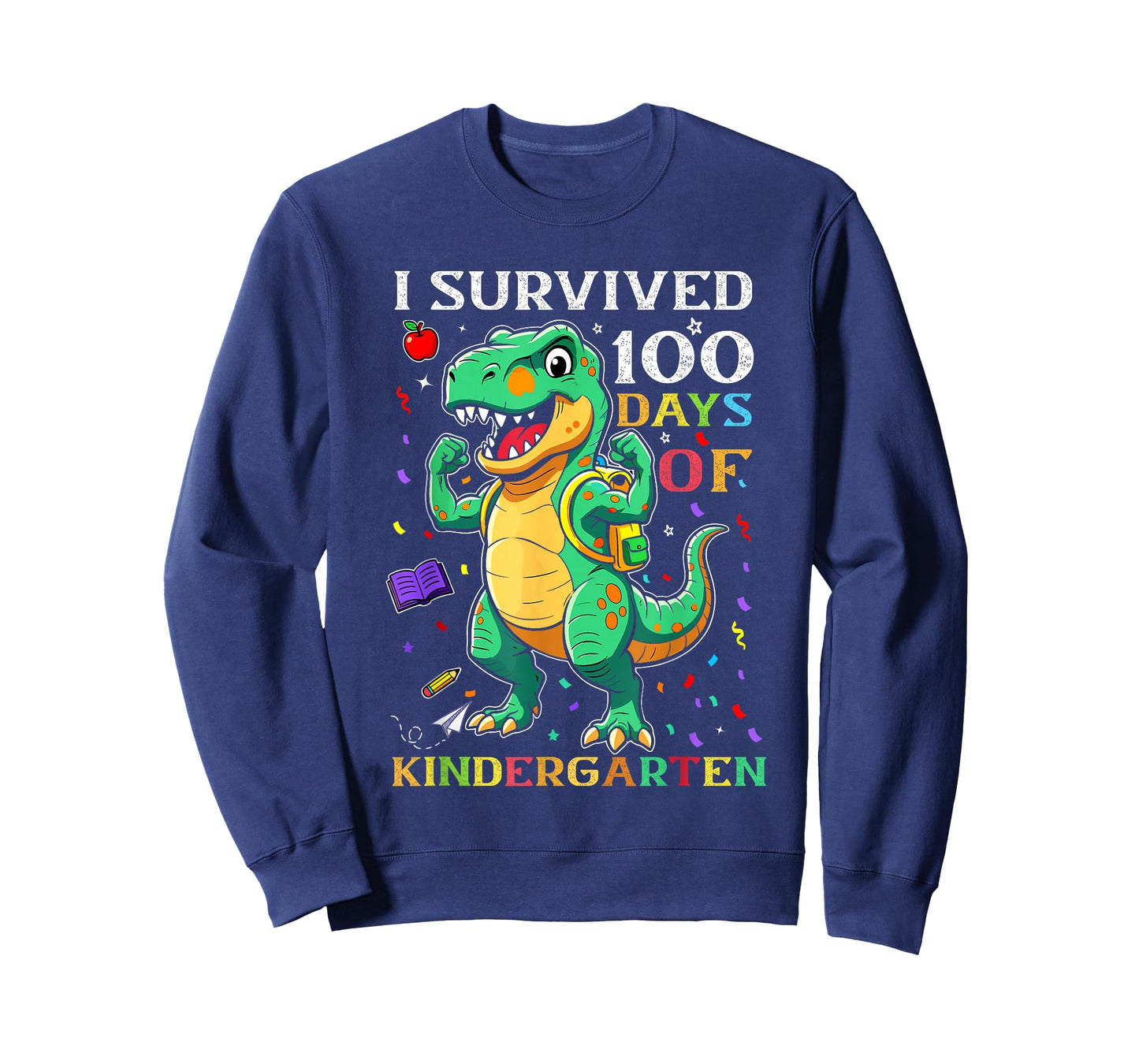 I Survived 100 Days of Kindergarten 100th Day Dinosaur T-Shirt