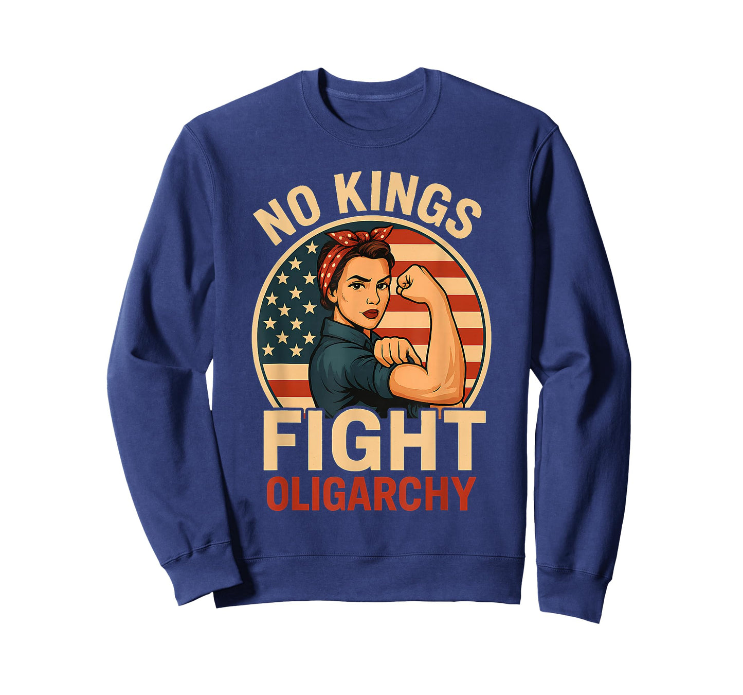 No Kings Womens Retro Patriotic Woman Liberty 4th of July T-Shirt