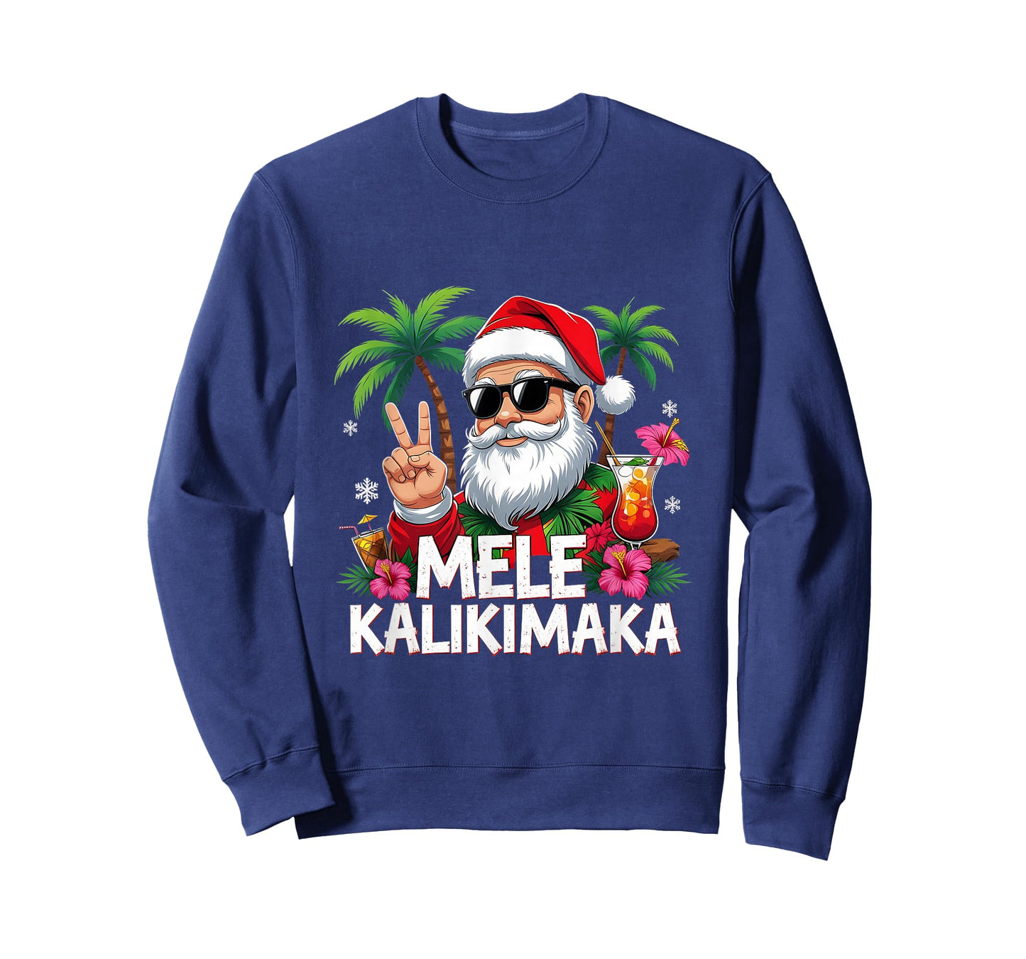 Santa Cocktail Party Beach Mele Kalikimaka Hawaiian T-Shirt