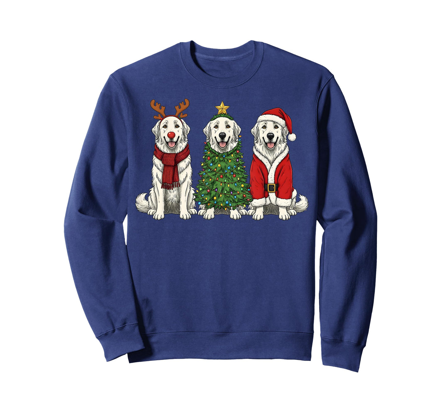 Retro Christmas Great Pyrenees Santa Reindeer Dog Lover T-Shirt