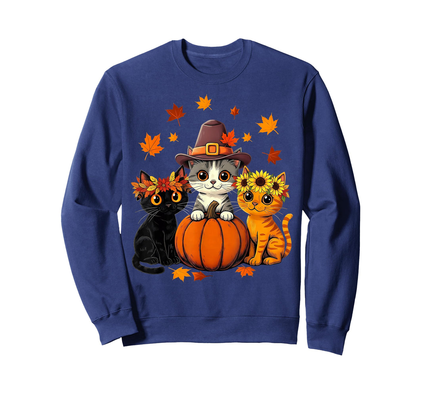Thanksgiving Kittens Pumpkin Cute Fall Cats Lover Men Women T-Shirt