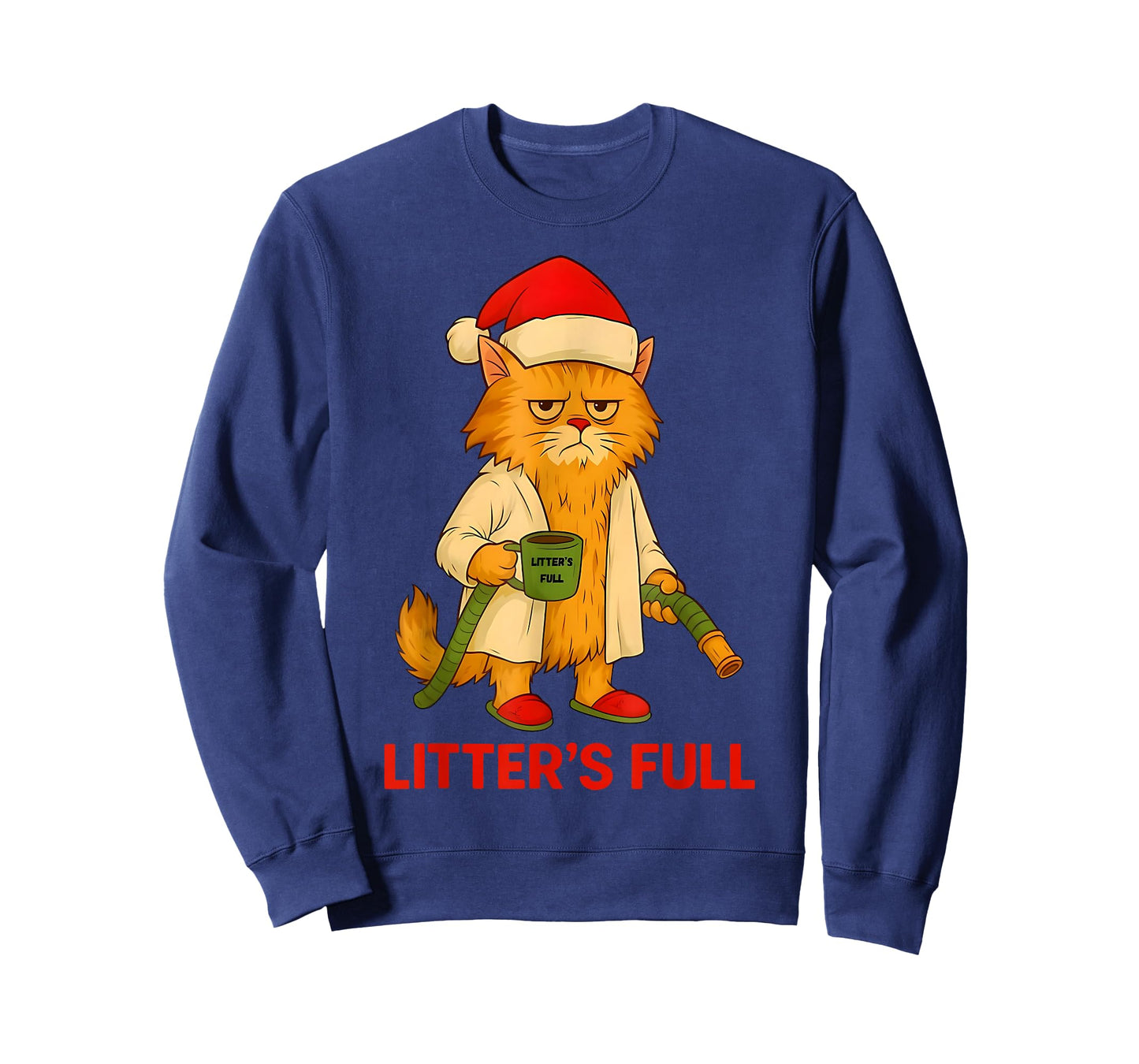 Litter’s Full Funny Christmas Cat Santa Claus Women Men T-Shirt