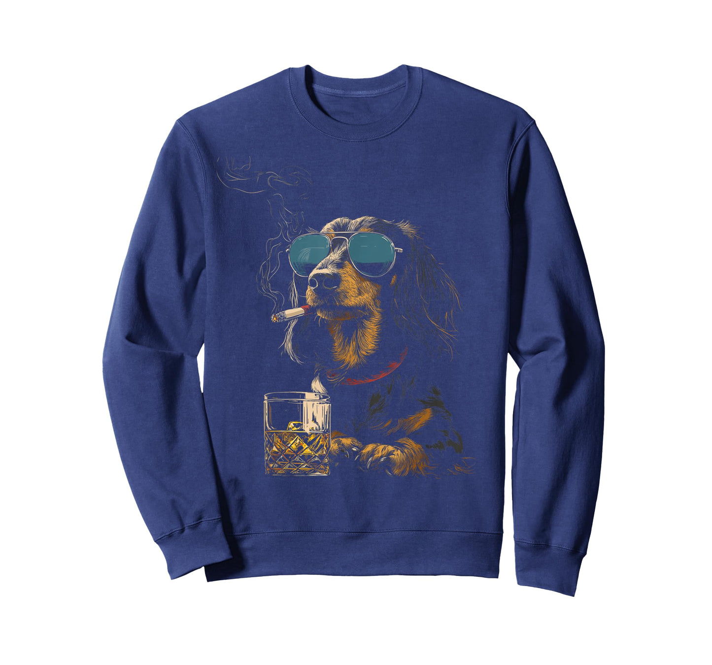 Dachshund Smoking Cigarette Whisky Lover Funny Wiener Dog T-Shirt