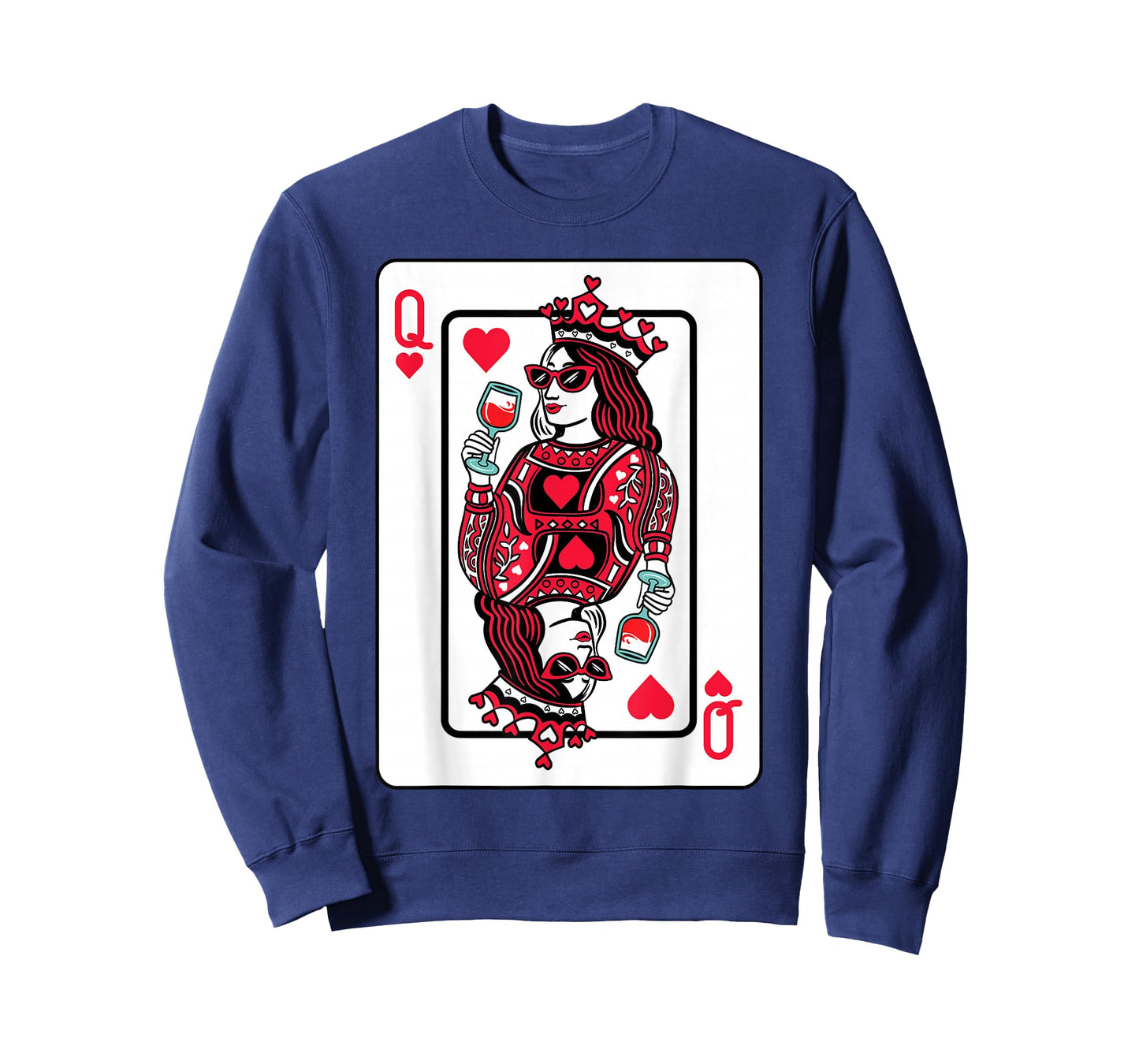 Queen of Hearts Wine Lover Valentine Funny Playing Cards T-Shirt
