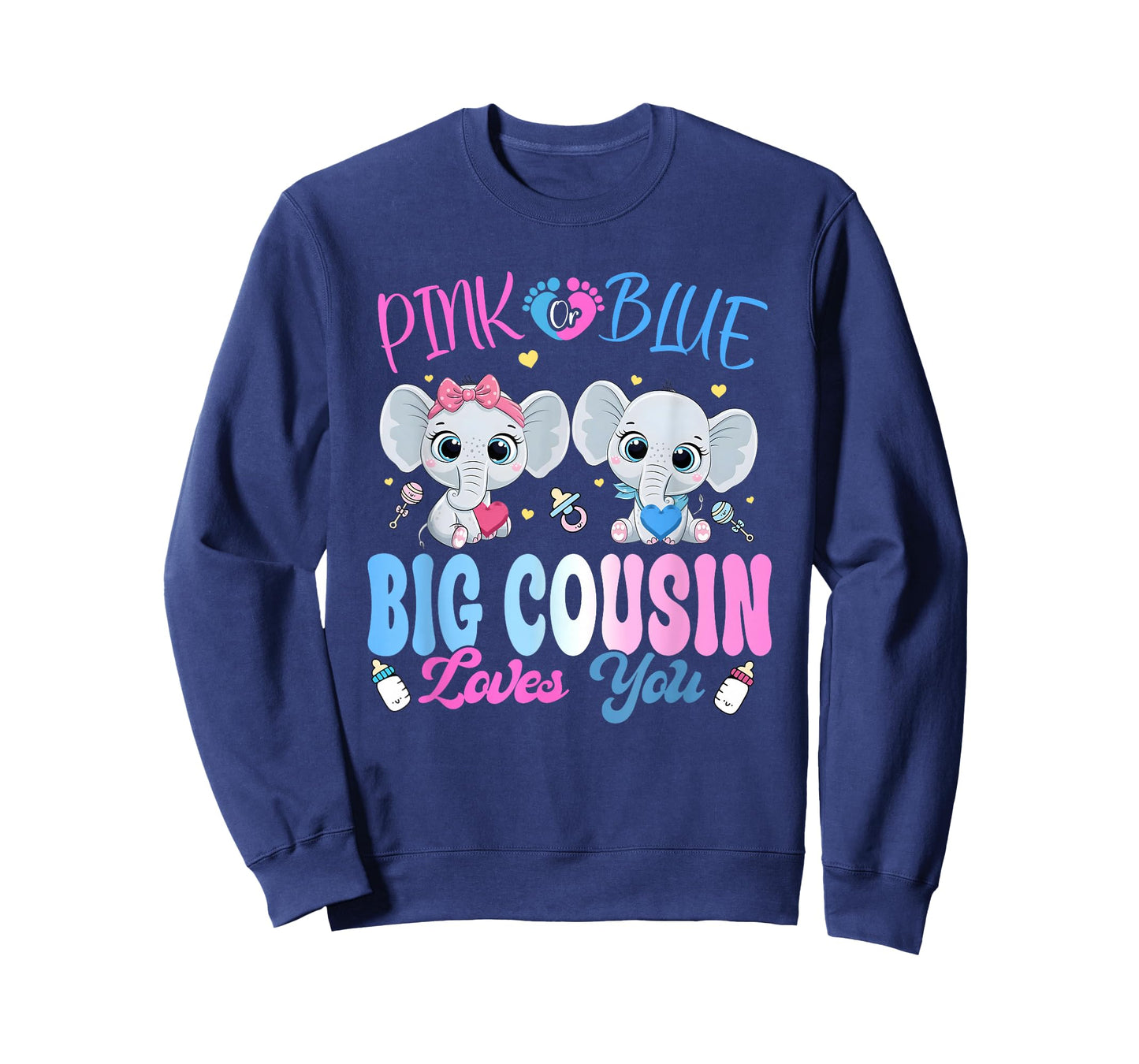 Pink or Blue Big Cousin Loves You Gender Reveal Elephant T-Shirt