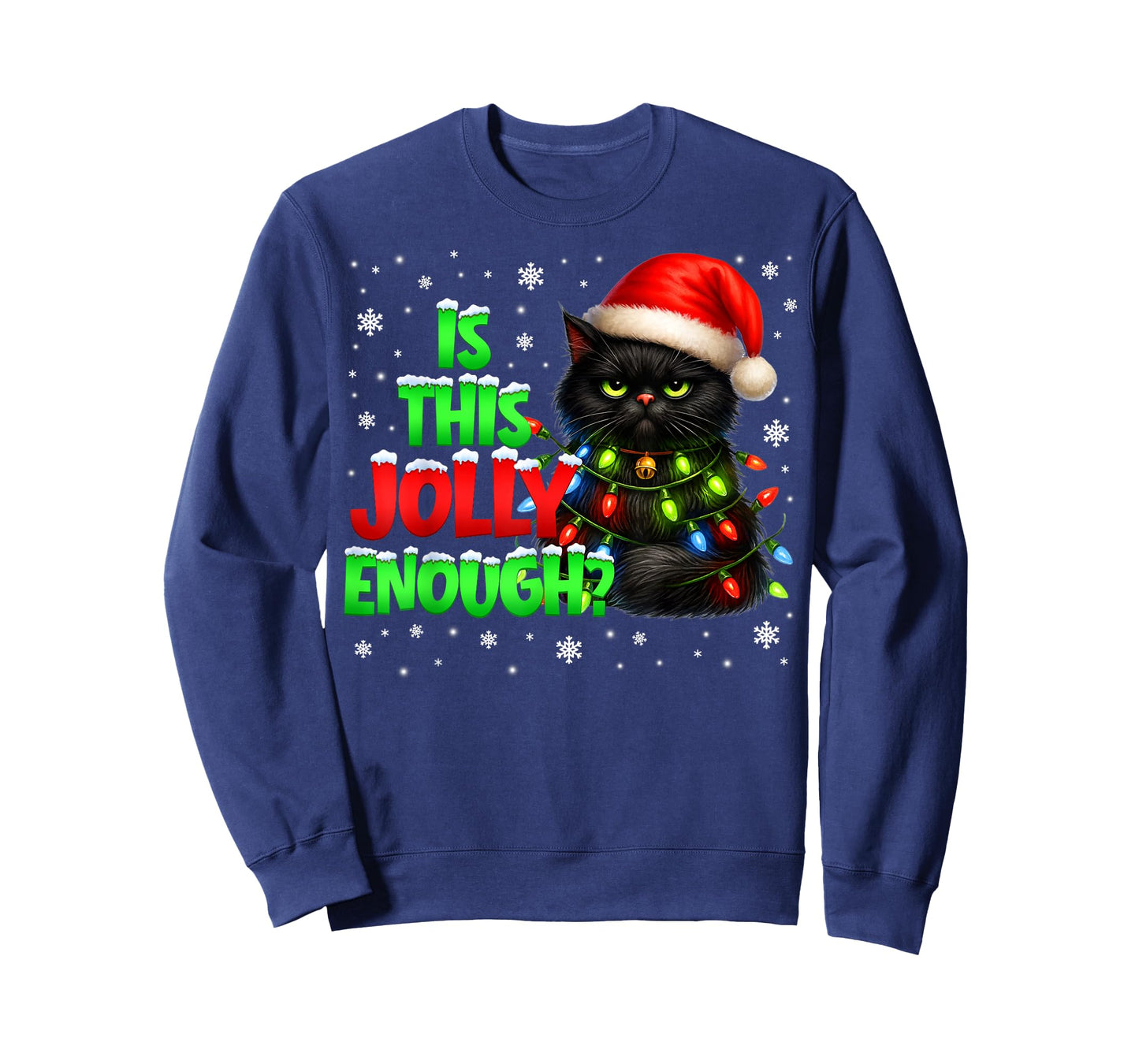 is This Jolly Enough Black Cat Pjs Christmas Xmas Men Women T-Shirt