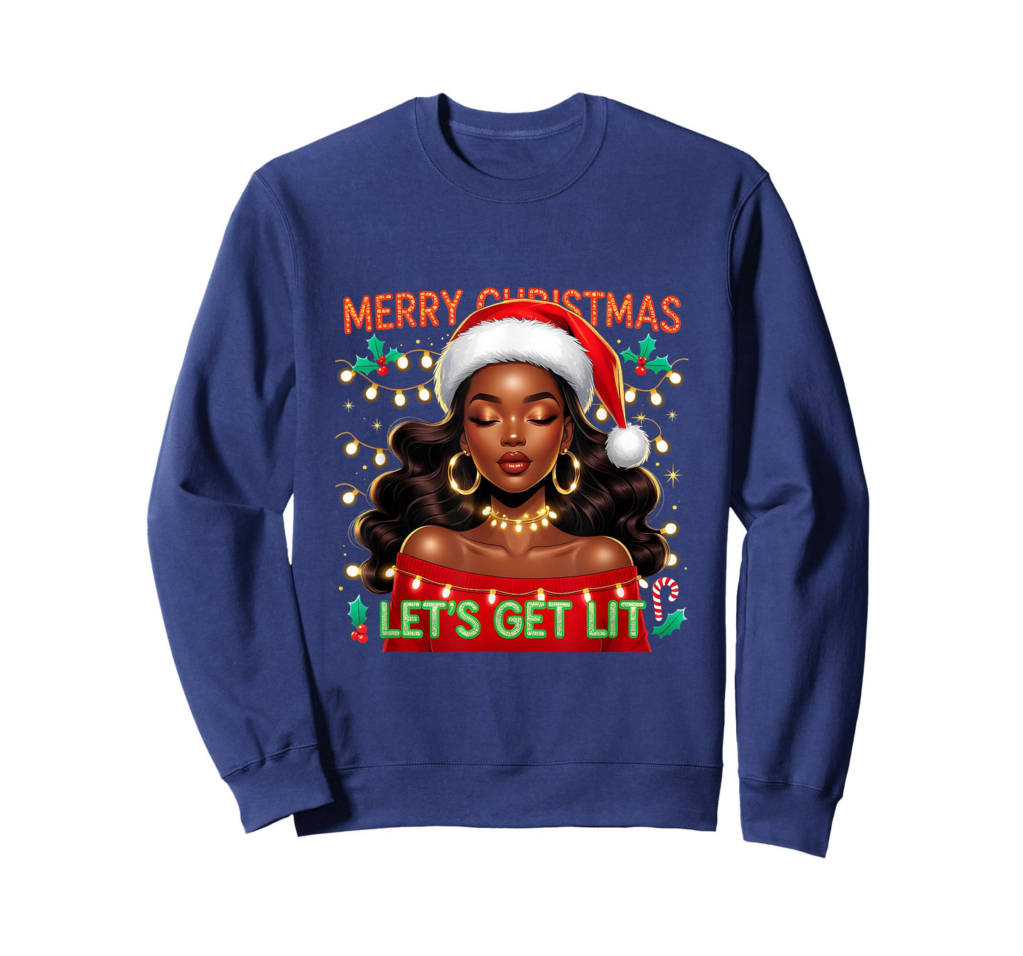 Christmas Sleigh Queen African American Melanin Afro T-Shirt