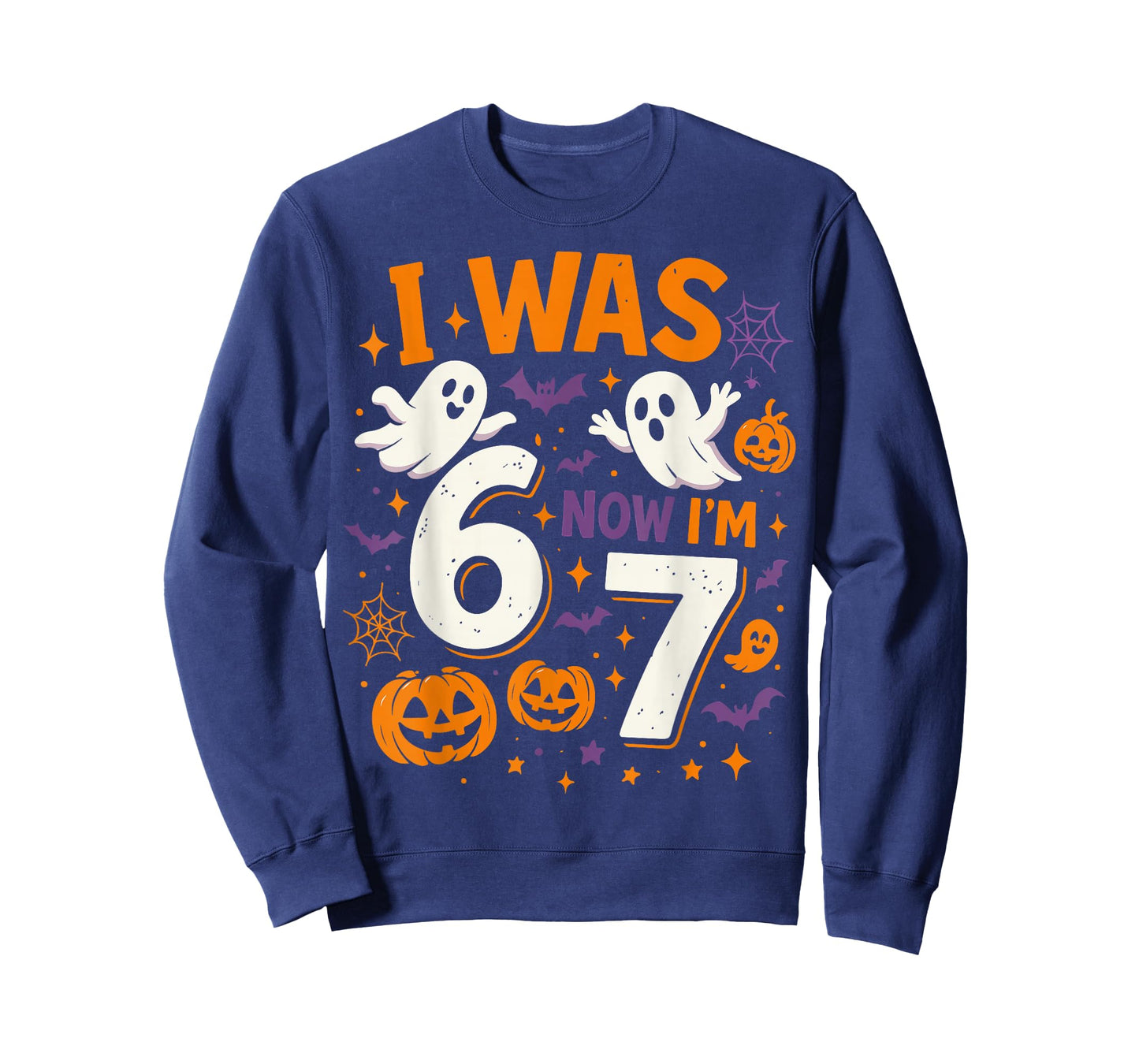 7 Year Old Birthday I was 6 Now I'm 7 Funny Halloween Ghost T-Shirt