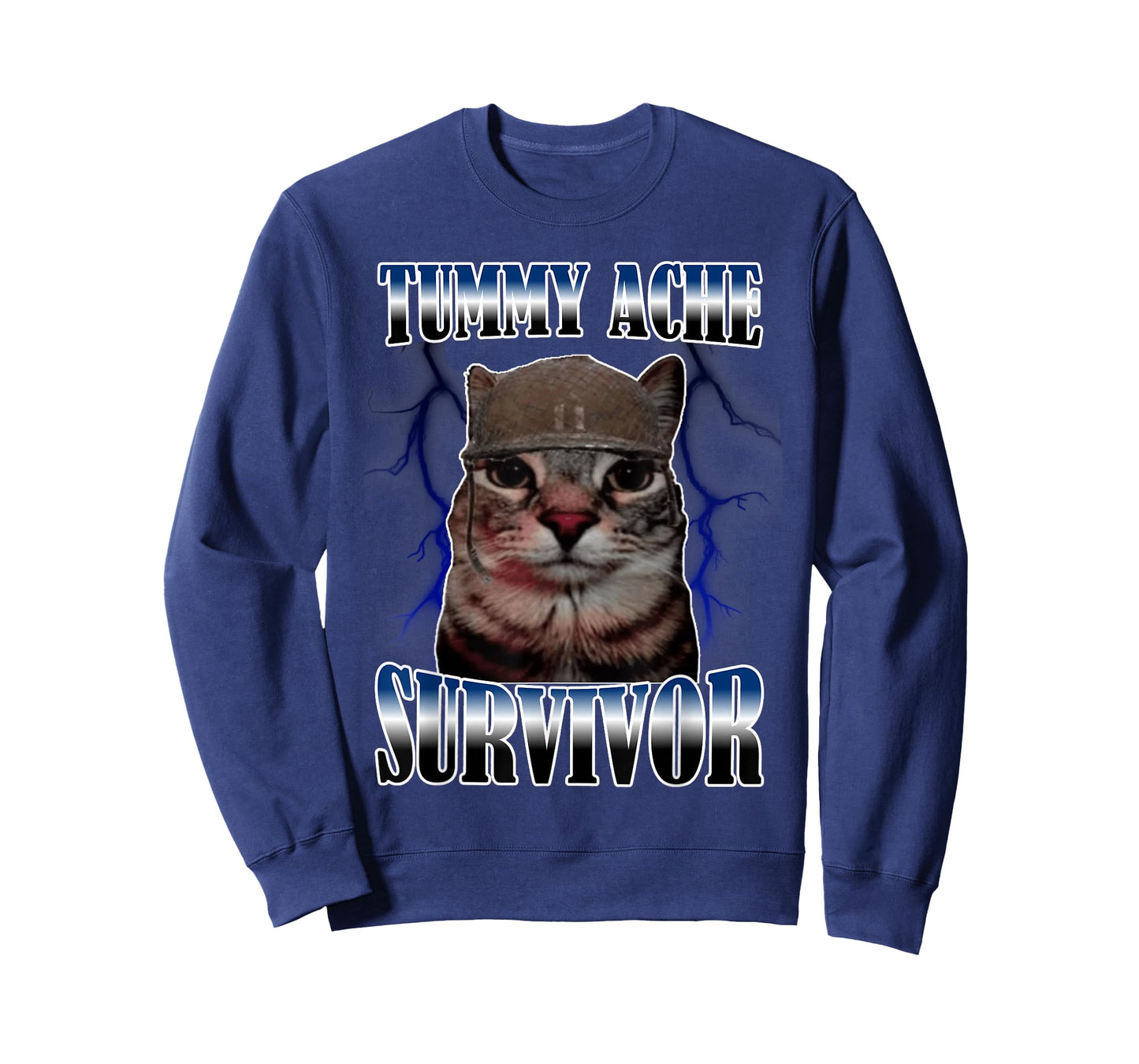 Funny Saying Cats Tummy Ache Survivor Cat Meme T-Shirt