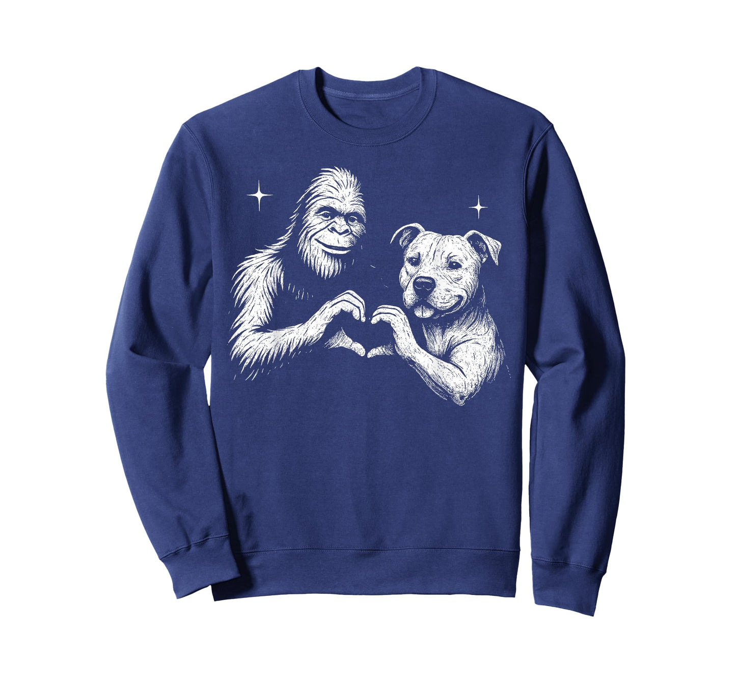Staffordshire Bull Terrier Bigfoot Heart Hand Sign Dog Lover T-Shirt