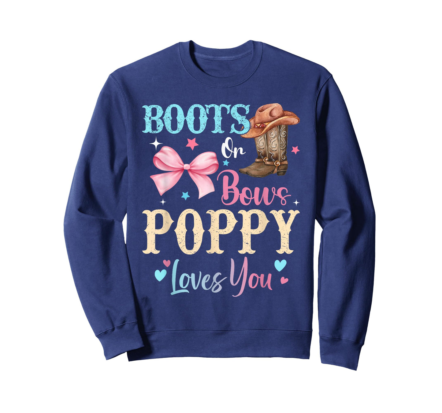 Boots or Bows Poppy Loves You Gender Reveal Family T-Shirt