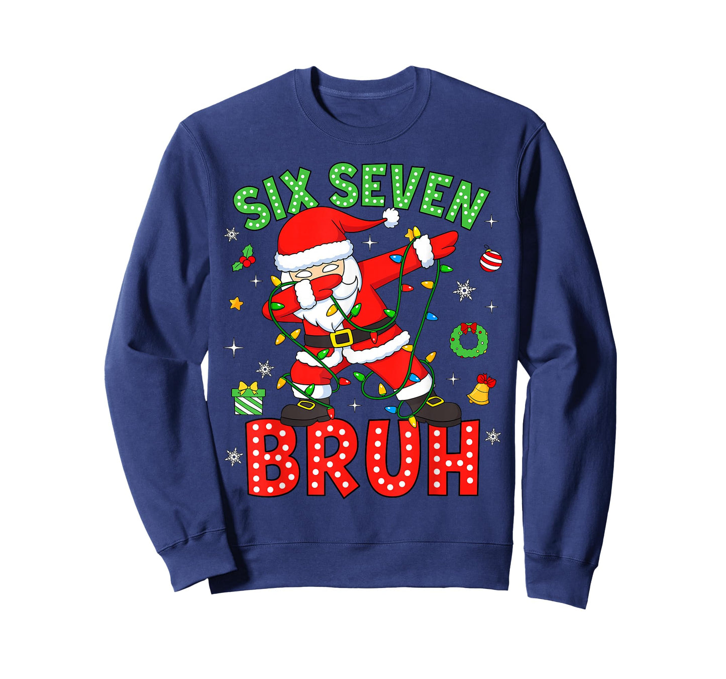 Six Seven 67 Gen Z Alpha Meme Bruh Christmas Dabbing Santa T-Shirt