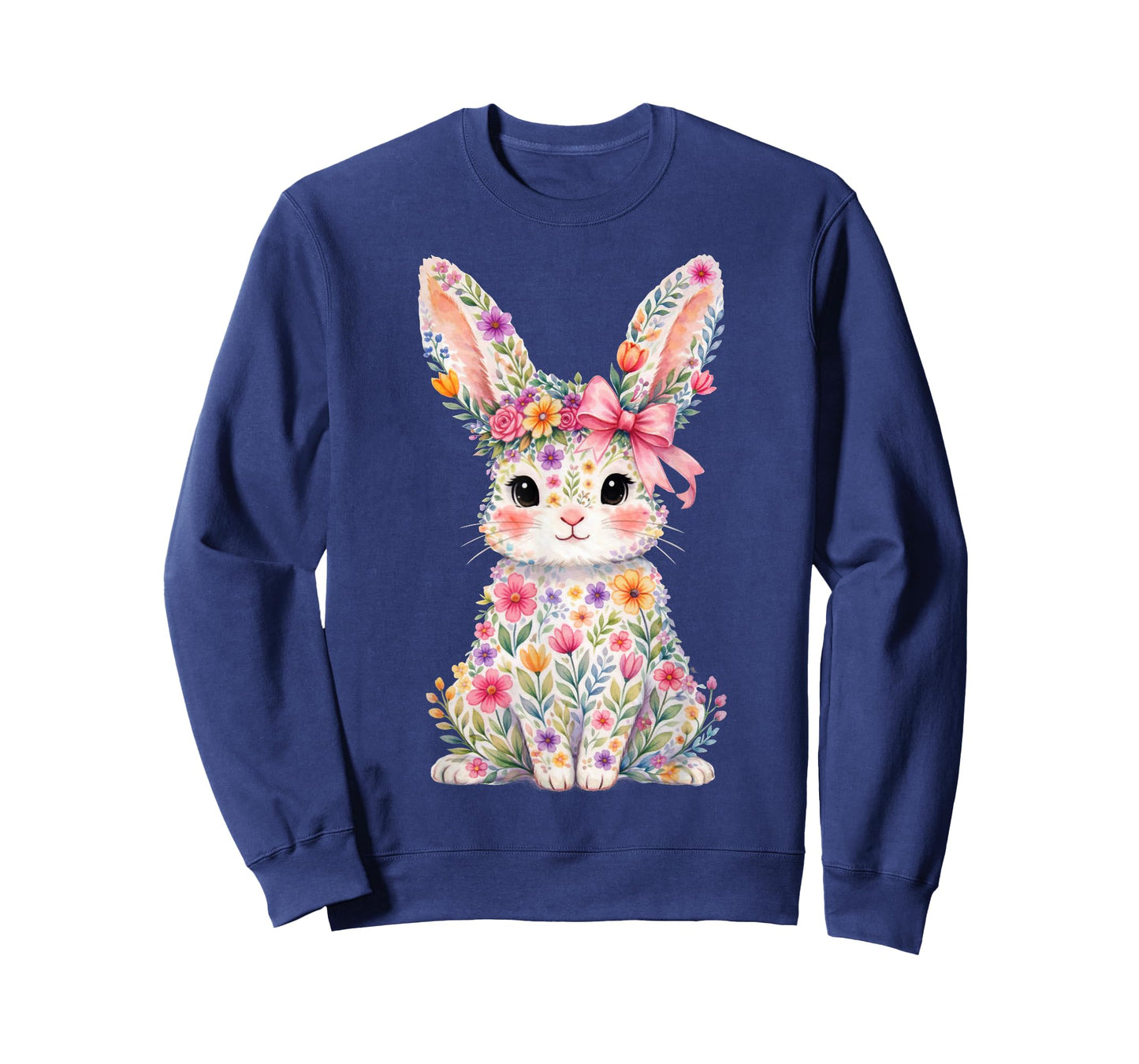 Cute Pink Flower Bunny Rabbit Happy Easter Shirt Women Girls T-Shirt
