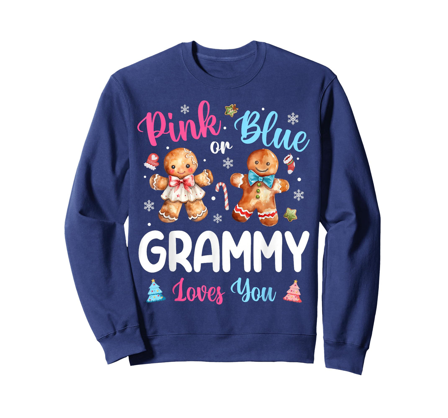 Pink or Blue Grammy Loves You Gender Reveal Christmas T-Shirt