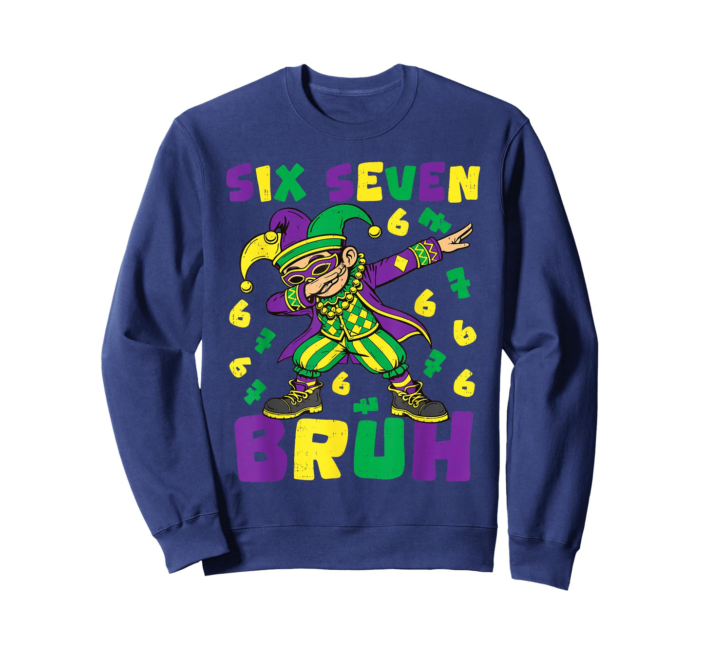 Mardi Gras Carnival Six Seven Bruh Dabbing 6 7 Meme Boys Kid T-Shirt