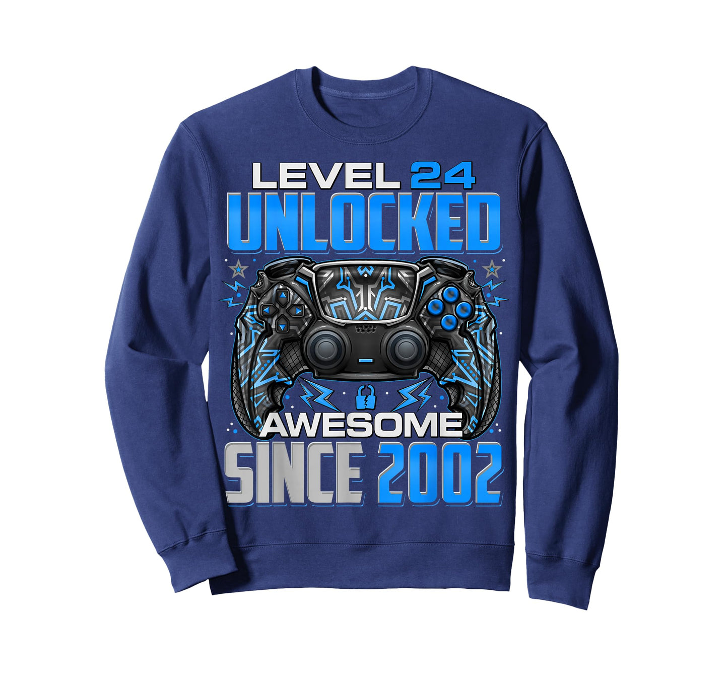 Level 24 Unlocked Awesome Since 2002 24th Birthday Gaming T-Shirt
