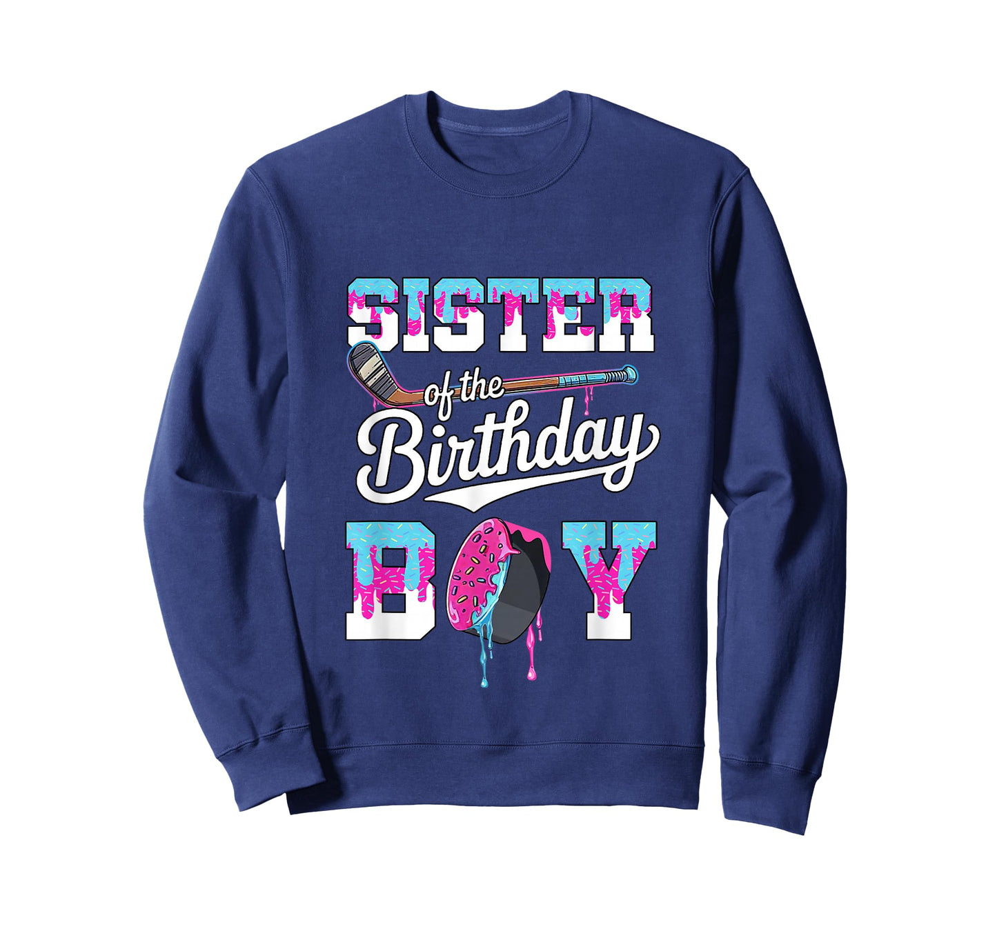 Sister of The Birthday Boy Hockey Ice Cream Drip Family T-Shirt