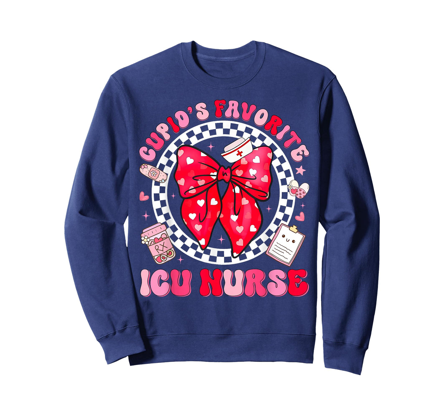 Cupid's Favorite ICU Nurse Valentine Coquette Bow Girl Women T-Shirt