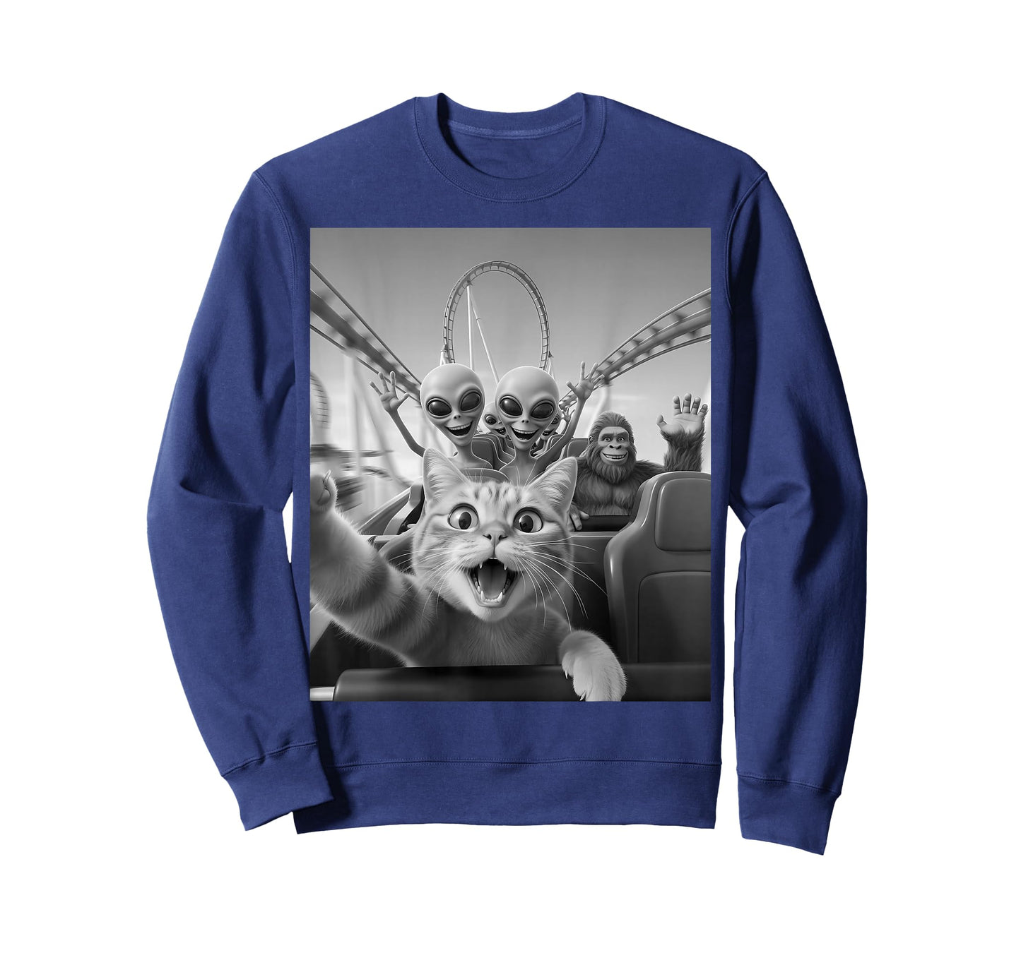 Funny Meme Cat Selfie Alien Bigfoot Roller Coaster Costume T-Shirt