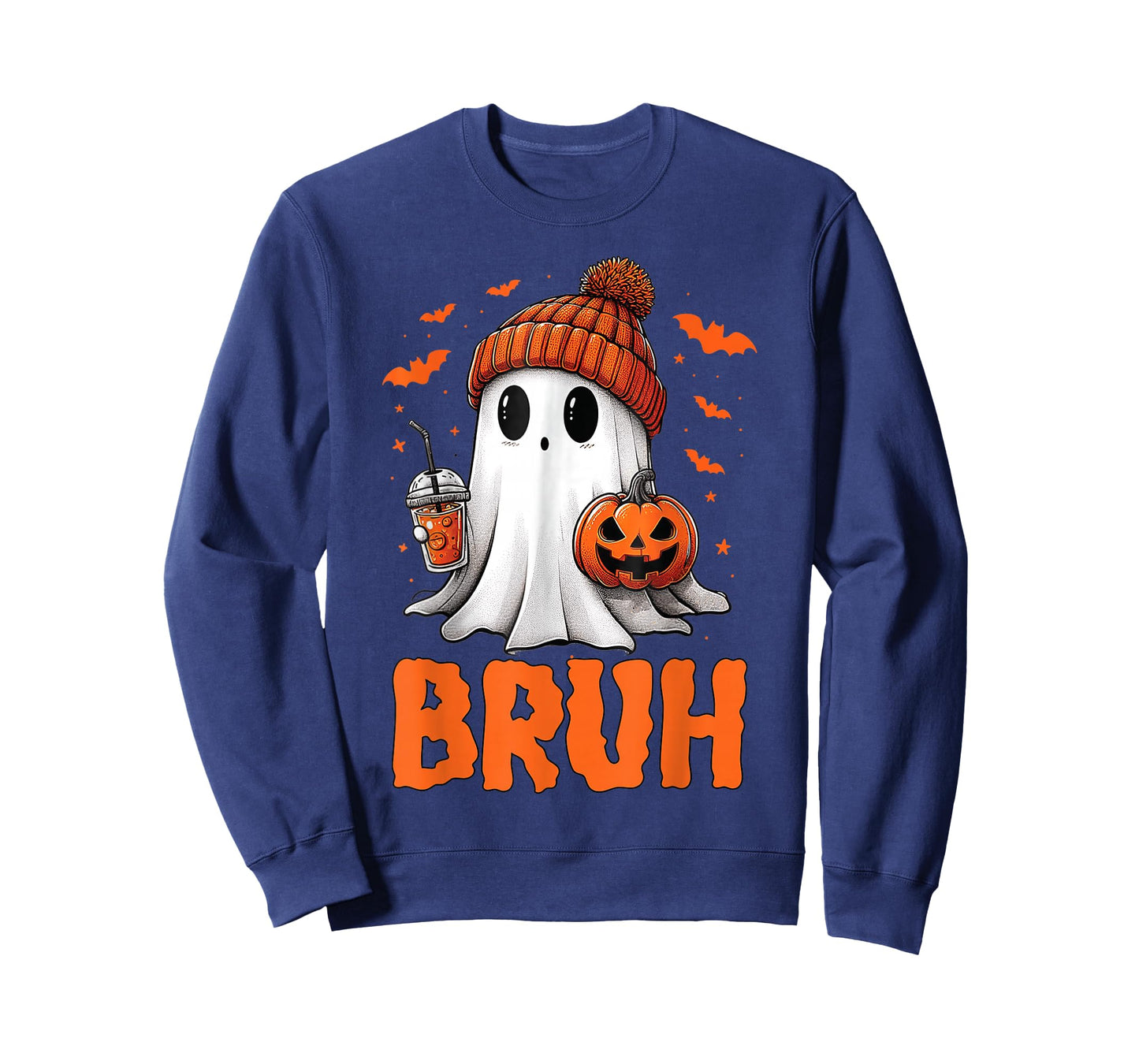 Bruh Ghost Drinking Coffee Halloween Ghost T-Shirt