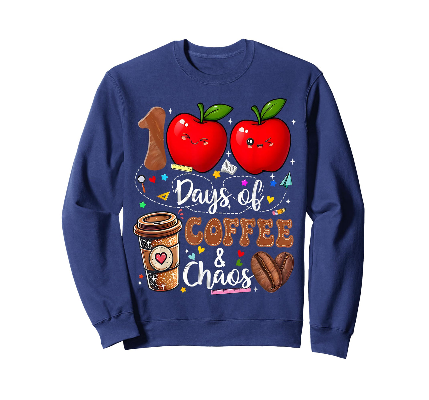 Cute 100 Days of Coffee Chaos 100th Day of School Teachers T-Shirt