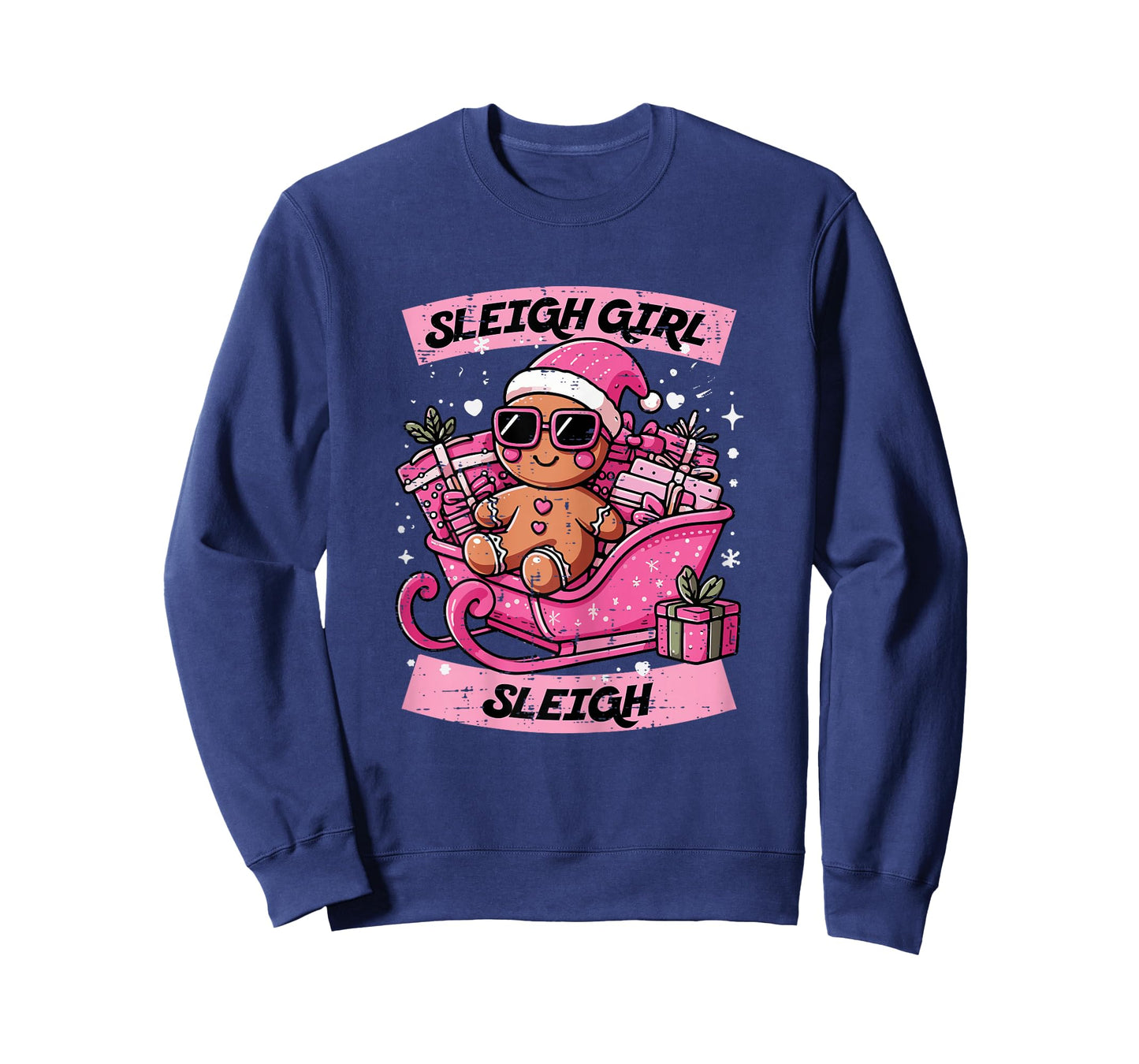 Christmas Gingerbread Pink Sleigh Girl Xmas Girls Kids Women T-Shirt