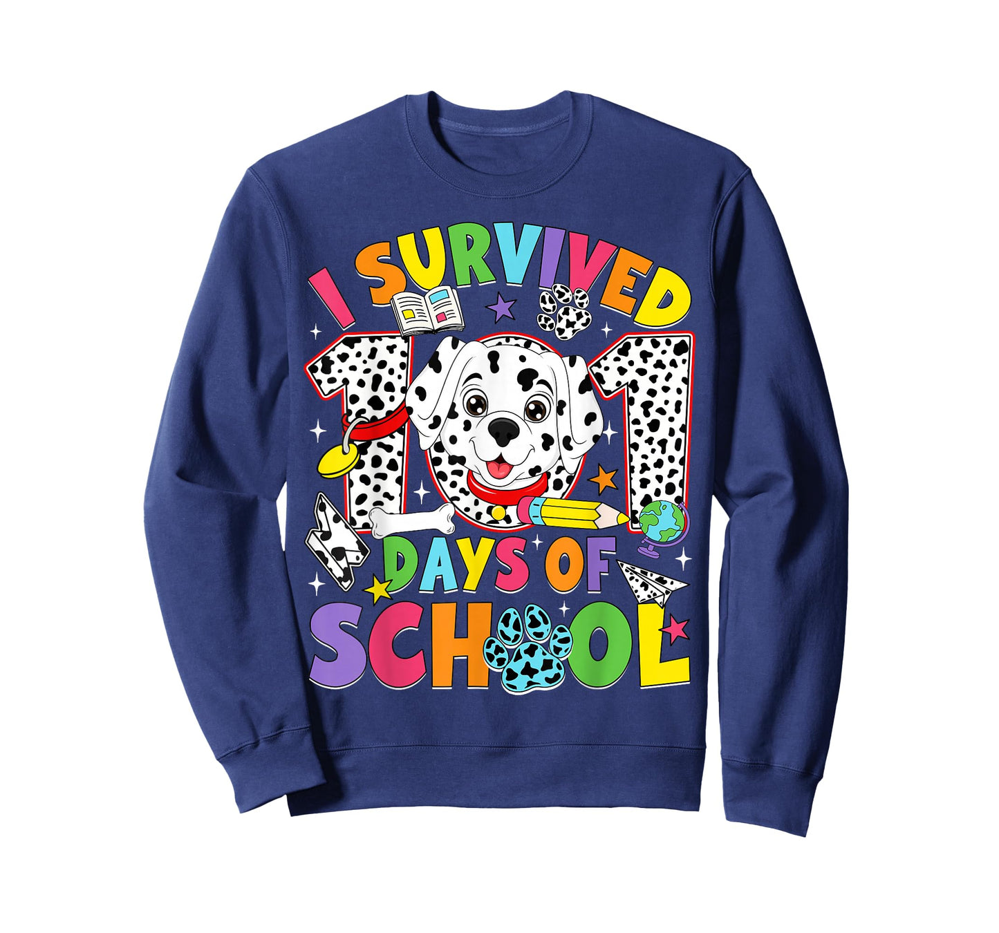 I Survived 100 Days of School Dalmatian Dog 100th Day Kids T-Shirt