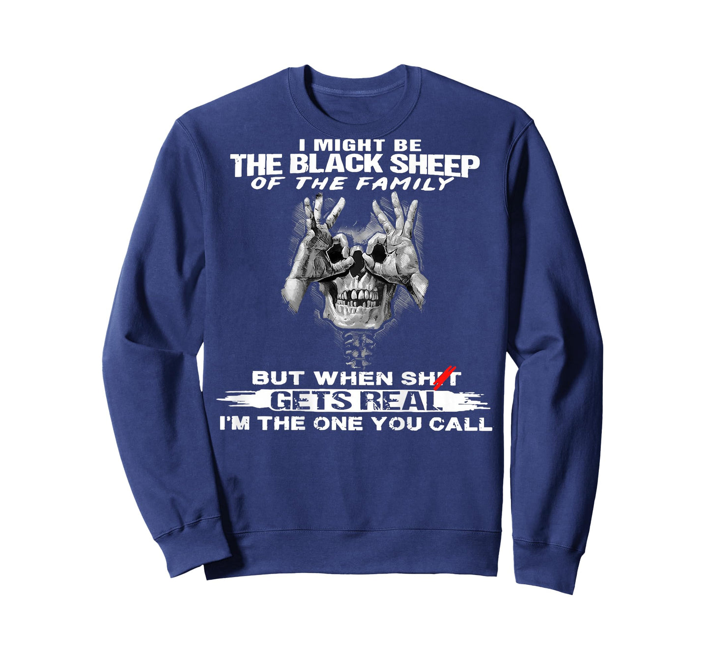 Skull I Might Be The Black Retro Sheep of The Family On Back T-Shirt