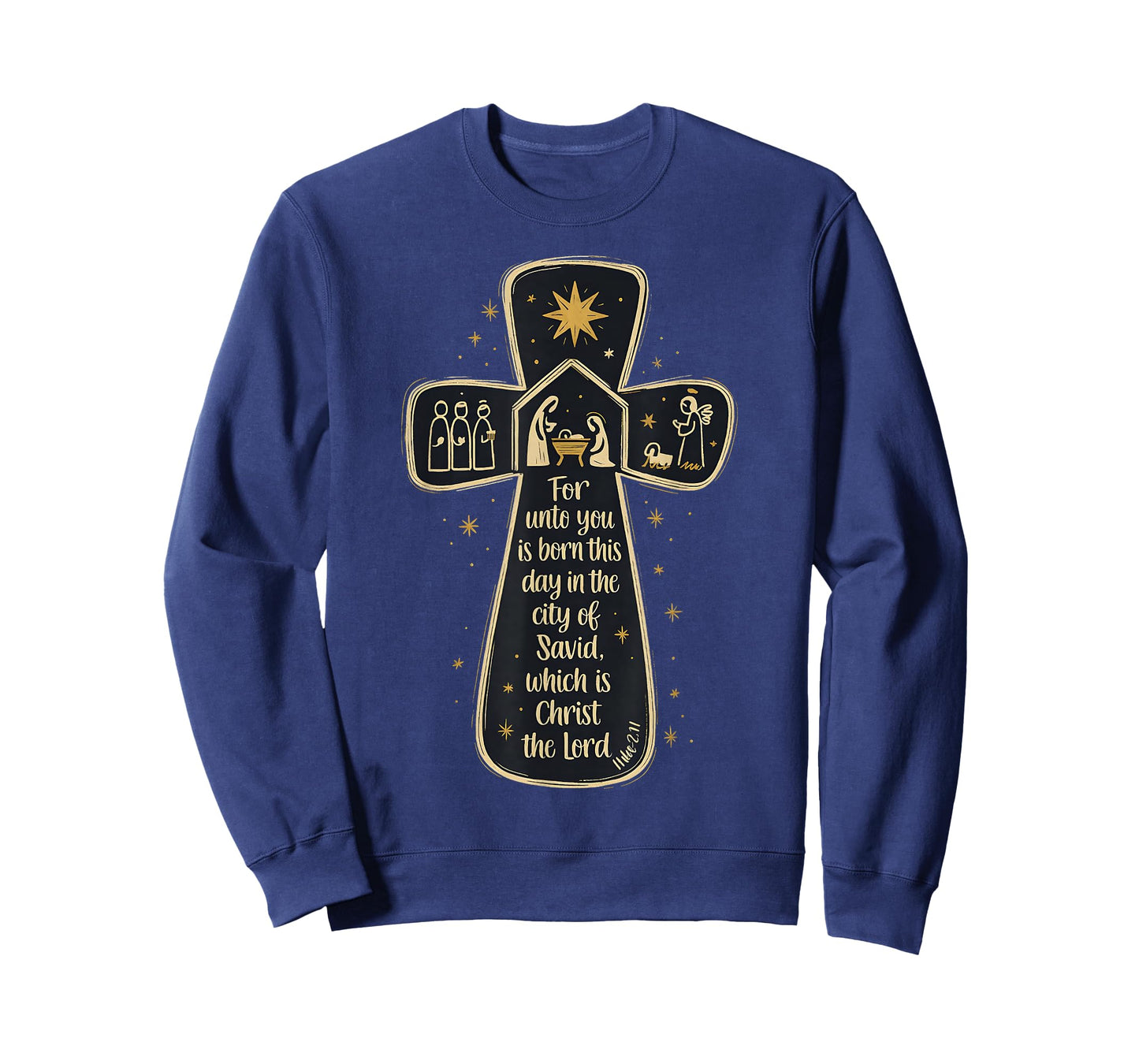 Nativity Cross Luke 2:11 Christmas Nativity Scene Christian T-Shirt